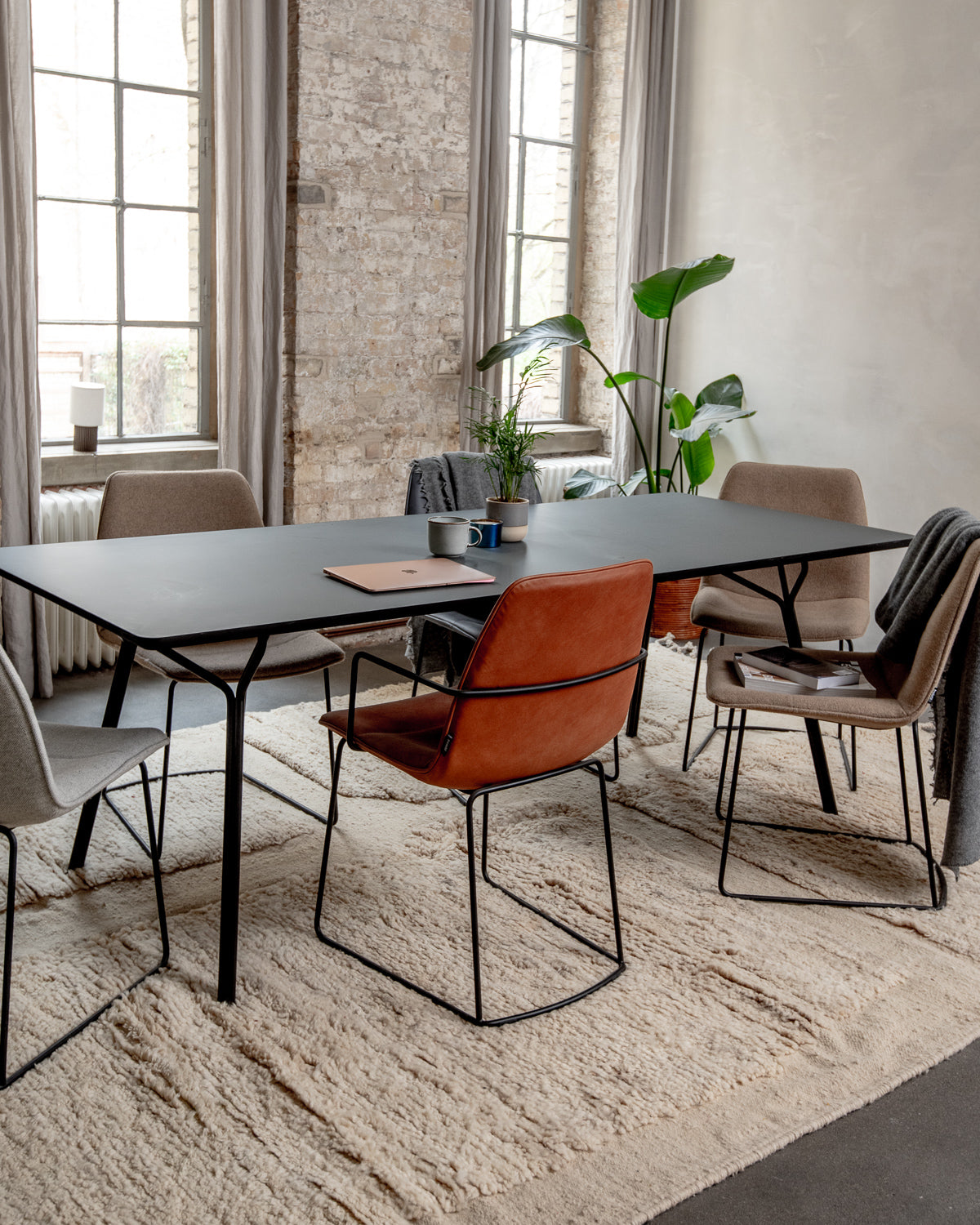 Modern, designer, handcrafted Berber rug from Morocco. Beniourain carpet with minimalist design, natural wool pile and a fluffy texture.