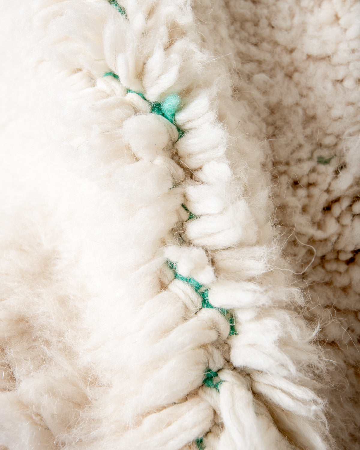 Modern, designer, handcrafted Berber rug from Morocco. Beniourain carpet with beautiful colours and patterns and fluffy wool texture. 