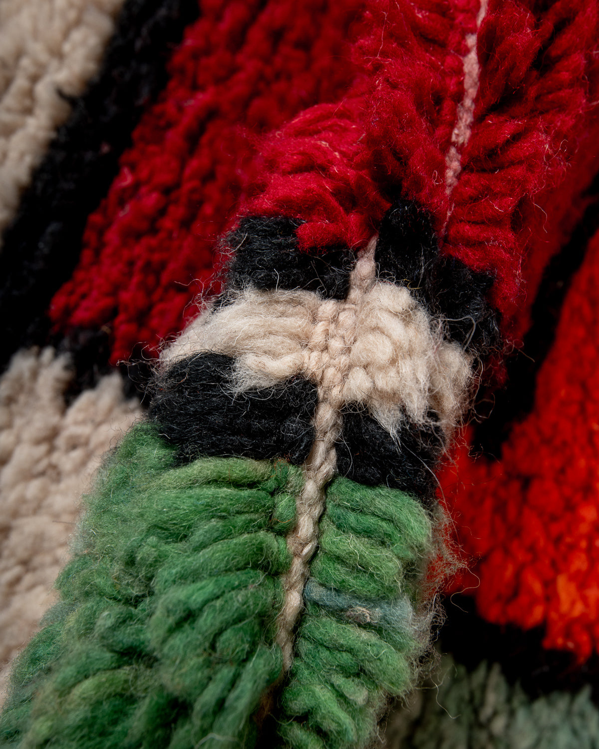 Modern, designer, handcrafted Berber runner rug from Morocco. Beniourain carpet with beautiful colours and patterns and fluffy wool texture.