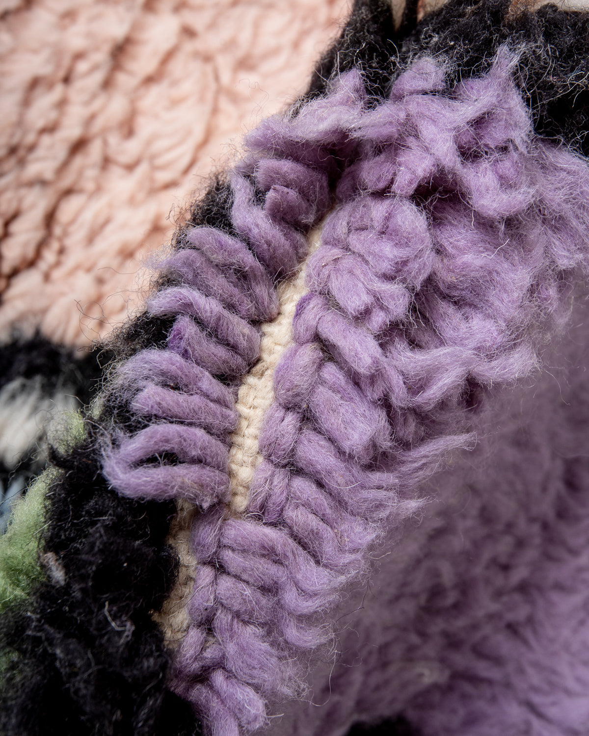 Modern, designer, handcrafted Berber runner rug from Morocco. Beniourain carpet with beautiful colours and patterns and fluffy wool texture.