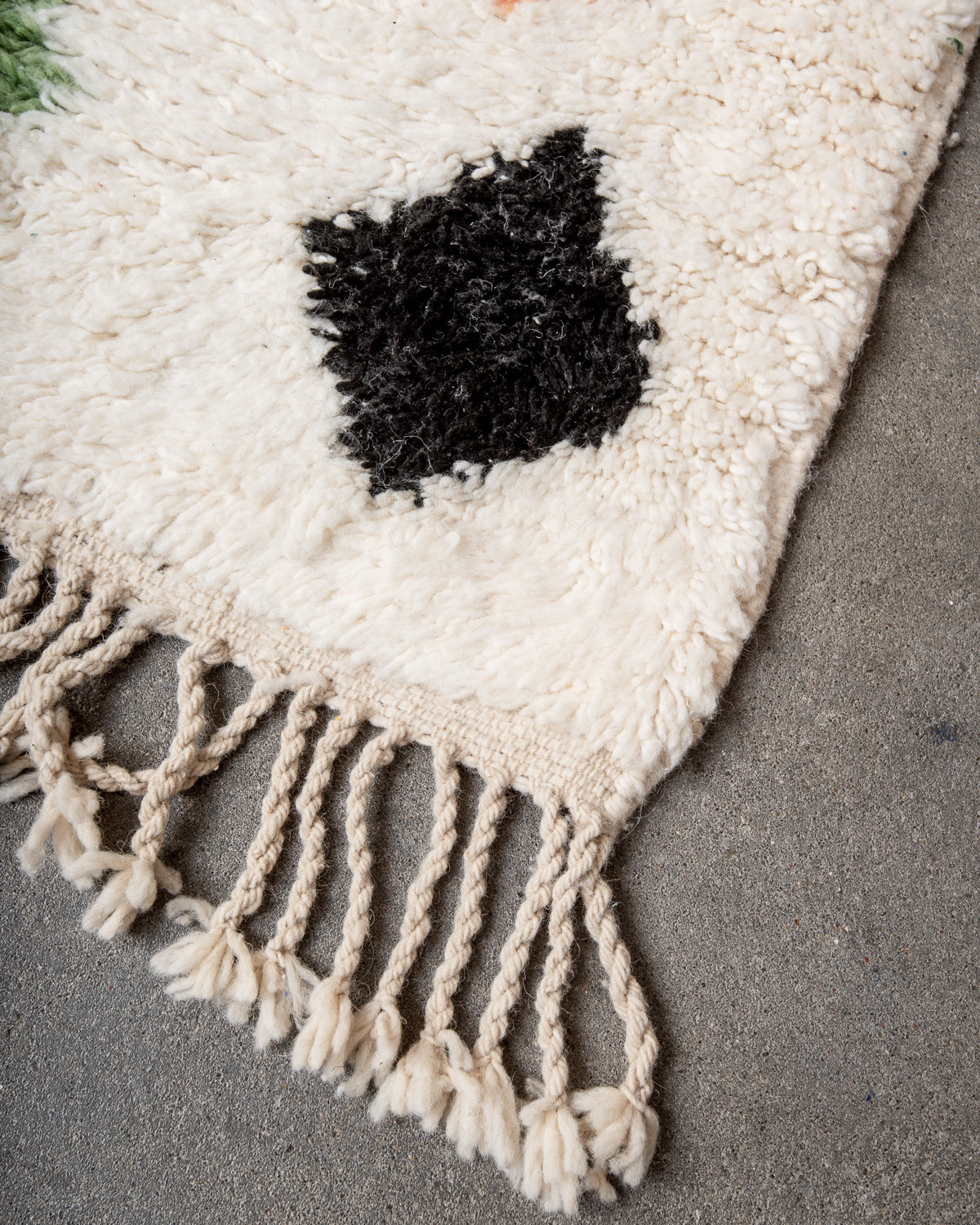 Modern, designer, handcrafted Berber runner rug from Morocco. Beniourain carpet with beautiful colours and patterns and fluffy wool texture.