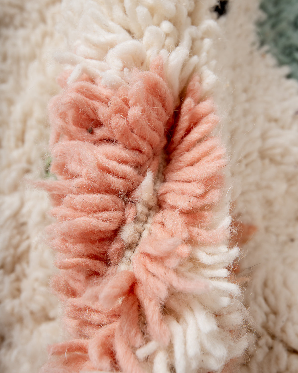 Modern, designer, handcrafted Berber runner rug from Morocco. Beniourain carpet with beautiful colours and patterns and fluffy wool texture.