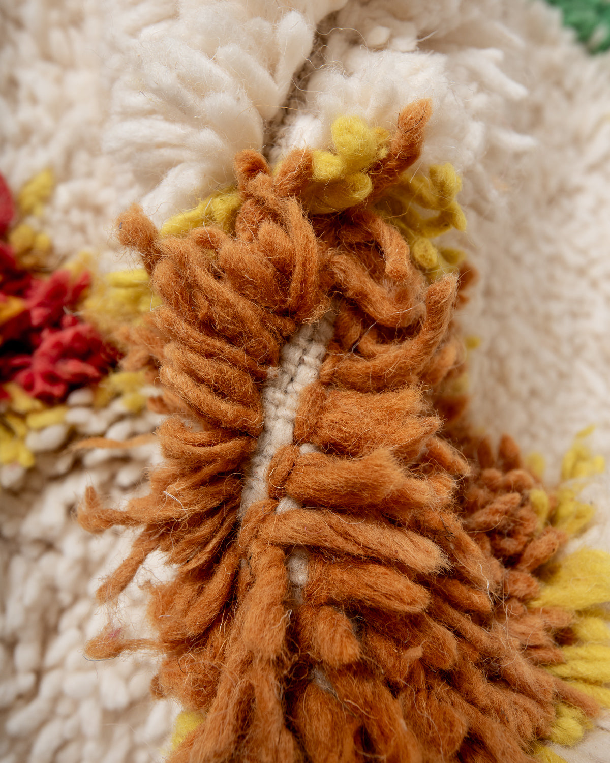 Modern, designer, handcrafted Berber runner rug from Morocco. Beniourain carpet with beautiful colours and patterns and fluffy wool texture.