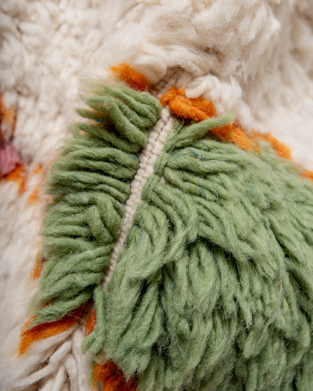 Modern, designer, handcrafted Berber runner rug from Morocco. Beniourain carpet with beautiful colours and patterns and fluffy wool texture.