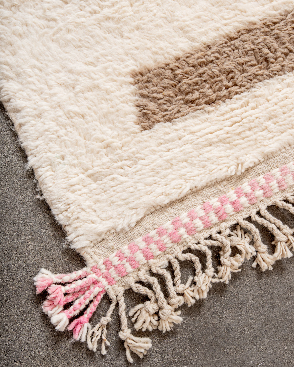 Modern, designer, handcrafted Berber runner rug from Morocco. Beniourain carpet with beautiful colours and patterns and fluffy wool texture.
