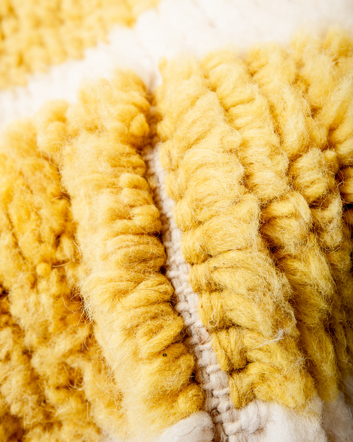 Modern, designer, handcrafted Berber rug from Morocco. Beniourain carpet with beautiful colours and patterns and fluffy wool texture.