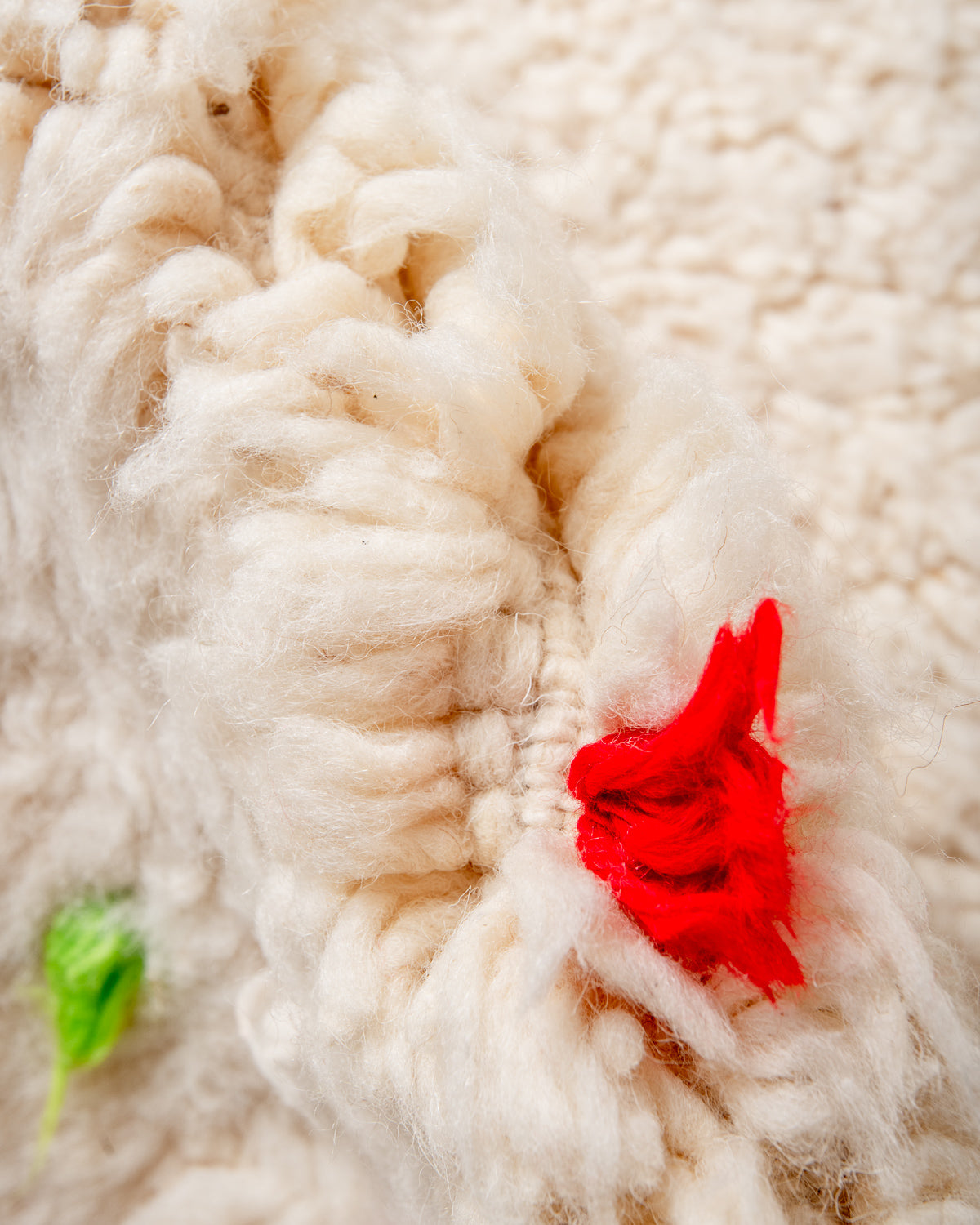 Modern, designer, handcrafted Berber rug from Morocco. Beniourain carpet with beautiful colours and patterns and fluffy wool texture.