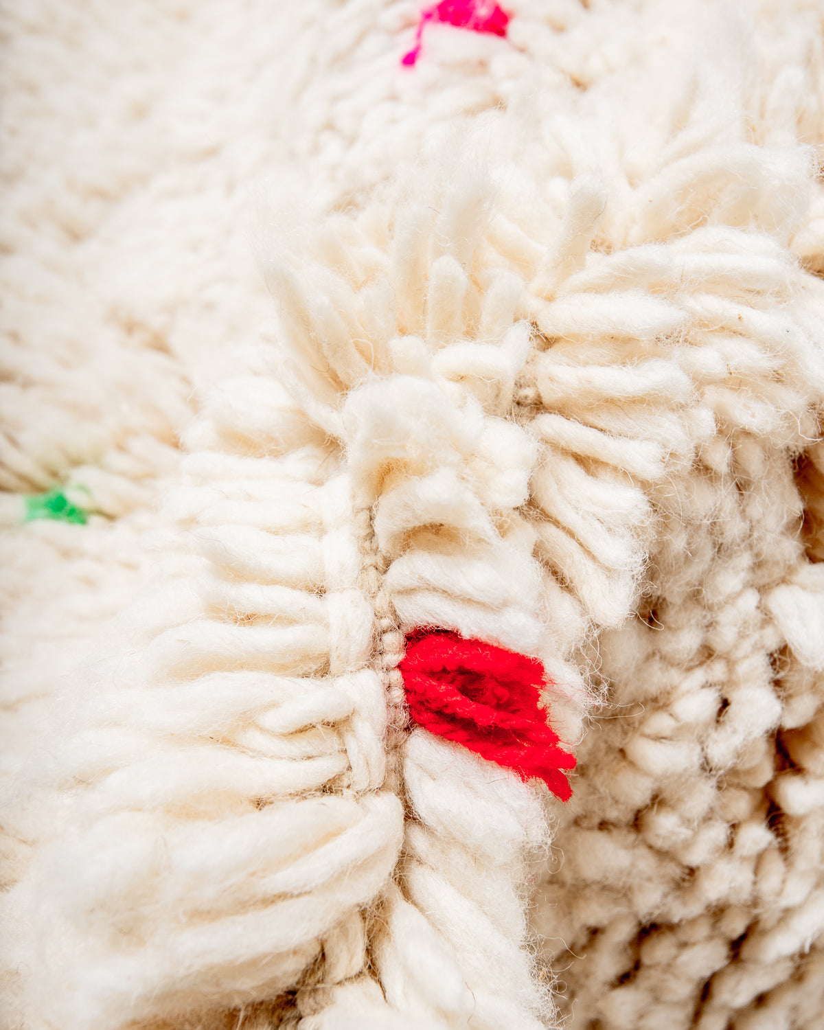 Modern, designer, handcrafted Berber rug from Morocco. Beniourain carpet with beautiful colours and patterns and fluffy wool texture. 