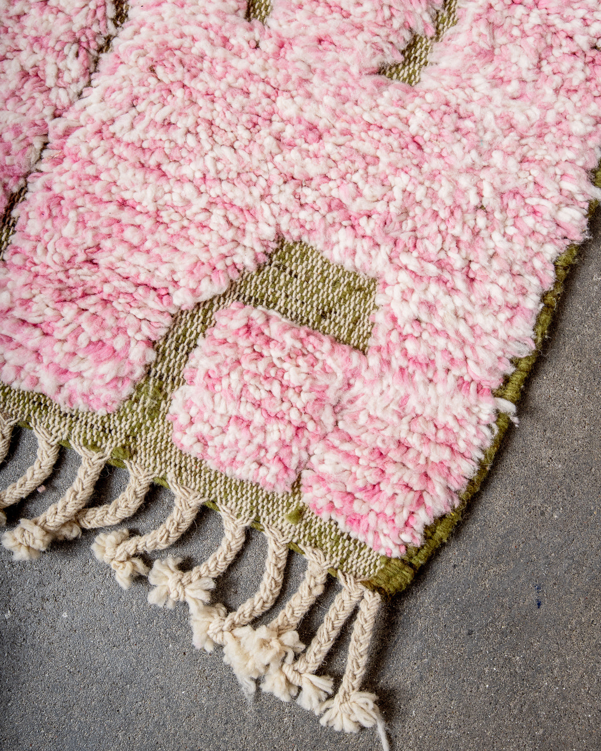 Modern, designer, handcrafted Berber rug from Morocco. Beniourain carpet with beautiful colours and patterns and fluffy wool texture.