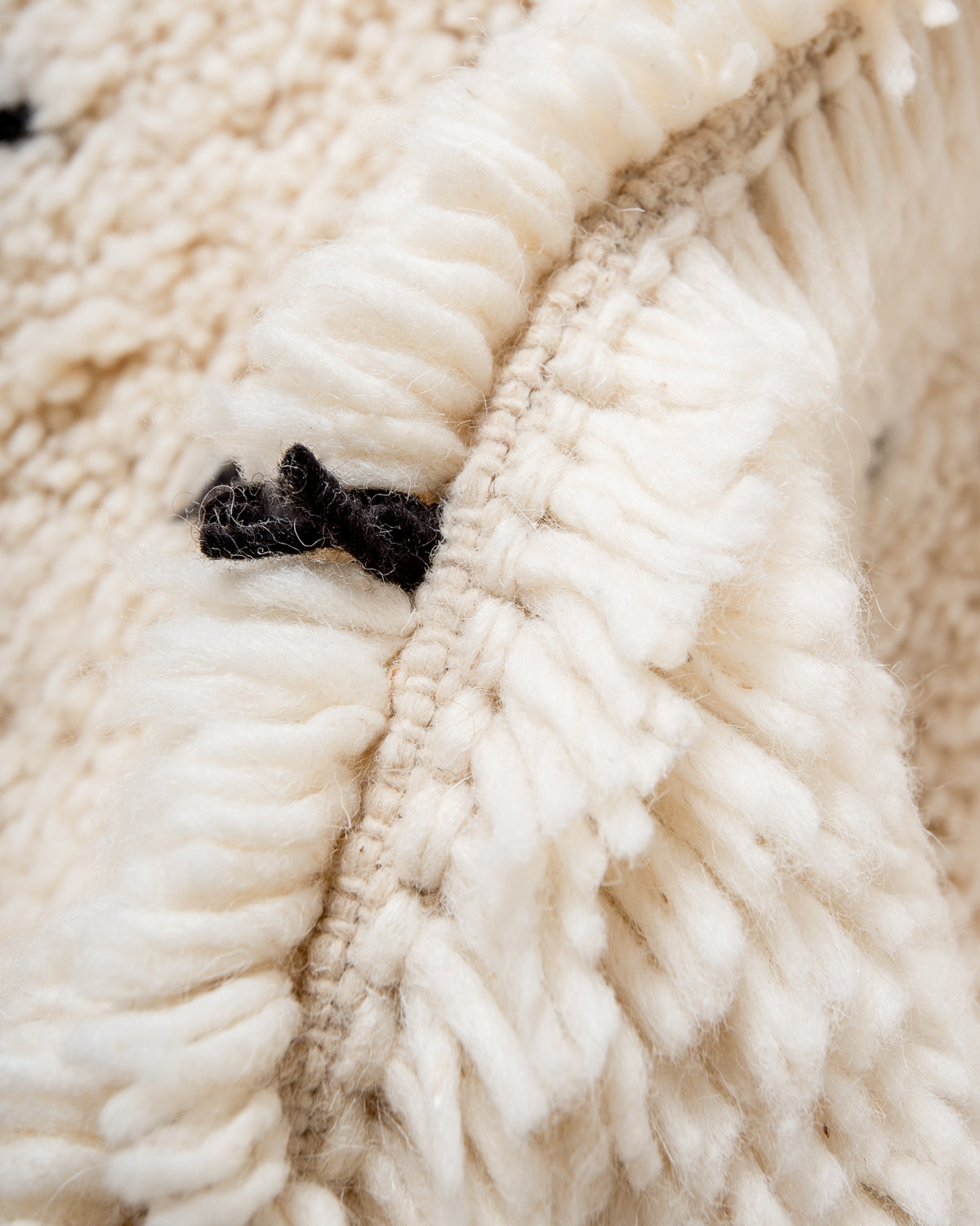 Modern, designer, handcrafted Berber rug from Morocco. Beniourain carpet with beautiful colours and patterns and fluffy wool texture. 