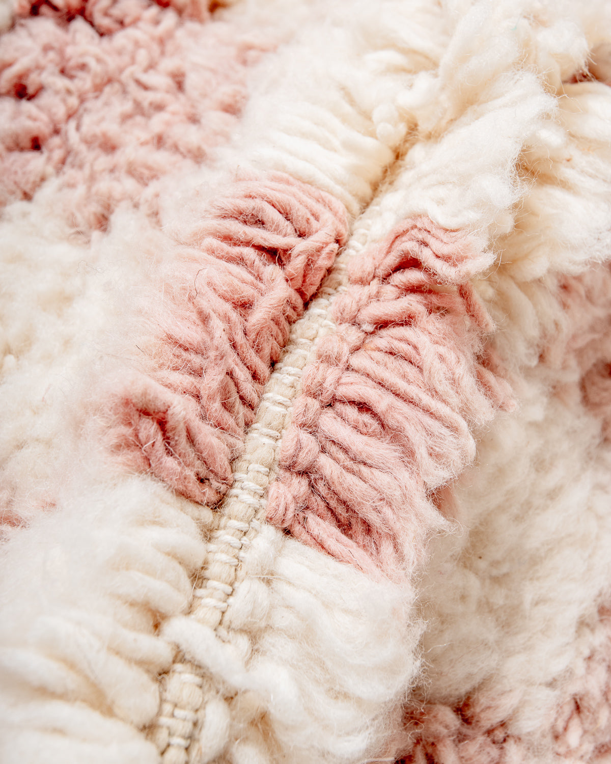 Modern, designer, handcrafted Berber rug from Morocco. Beniourain carpet with beautiful colours and patterns and fluffy wool texture. 