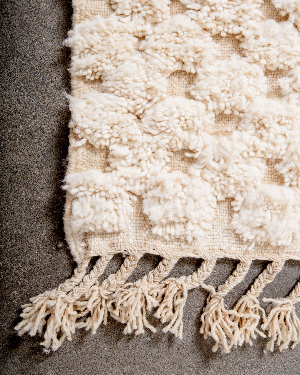 Modern, designer, handcrafted Berber rug from Morocco. Beniourain carpet with minimalist design, natural wool pile and a fluffy texture.