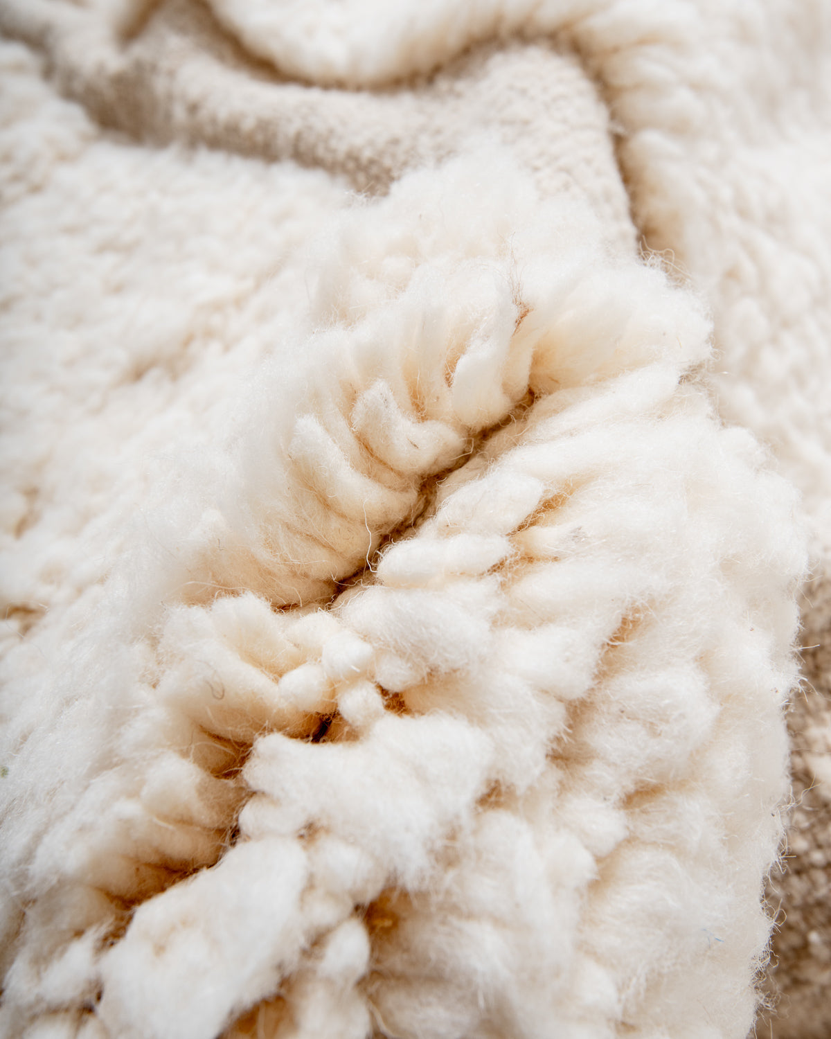 Modern, designer, handcrafted Berber rug from Morocco. Beniourain carpet with minimalist design, natural wool pile and a fluffy texture.