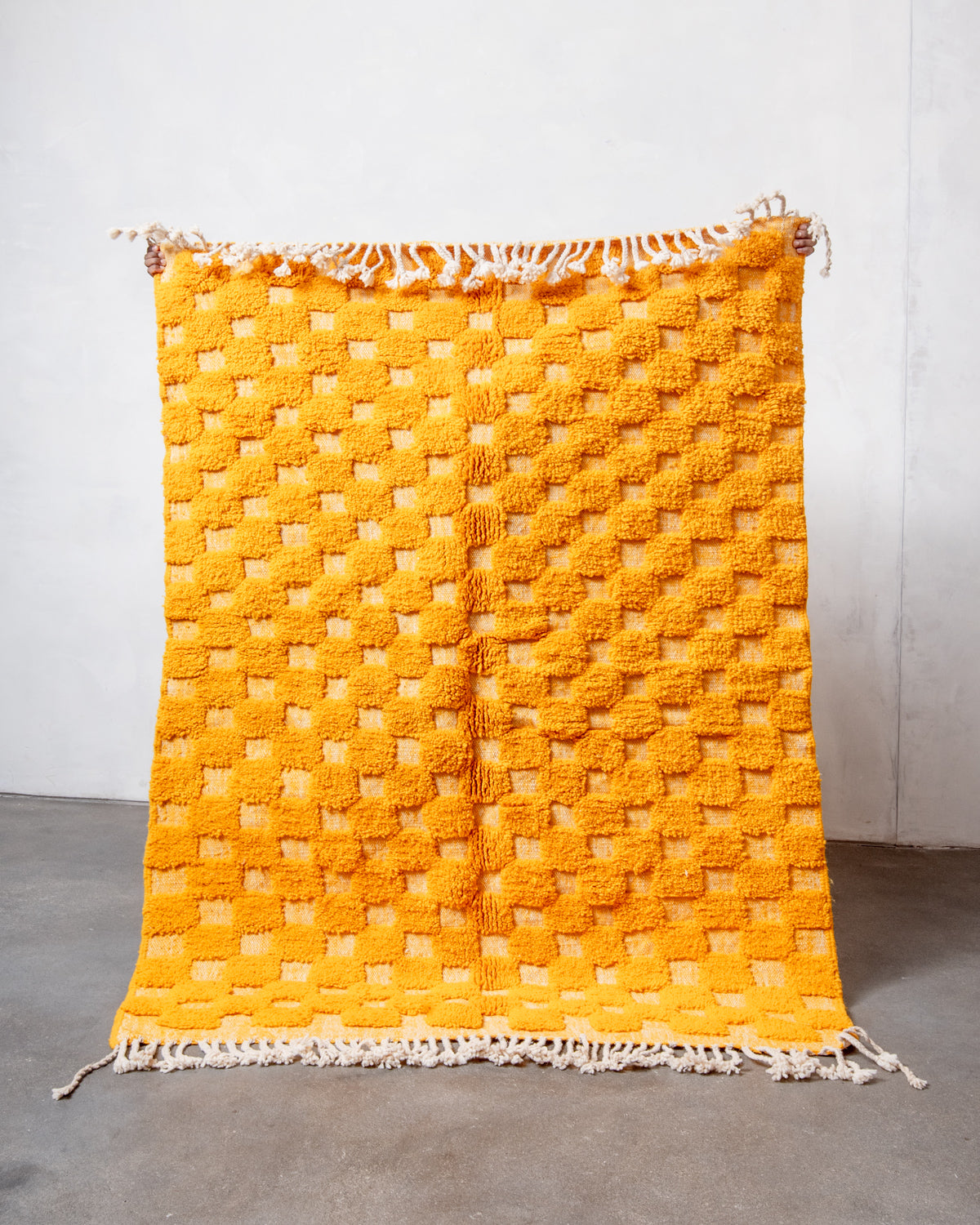 odern, designer, handcrafted Berber rug from Morocco. Beniourain carpet with beautiful colours and patterns and fluffy wool texture. 