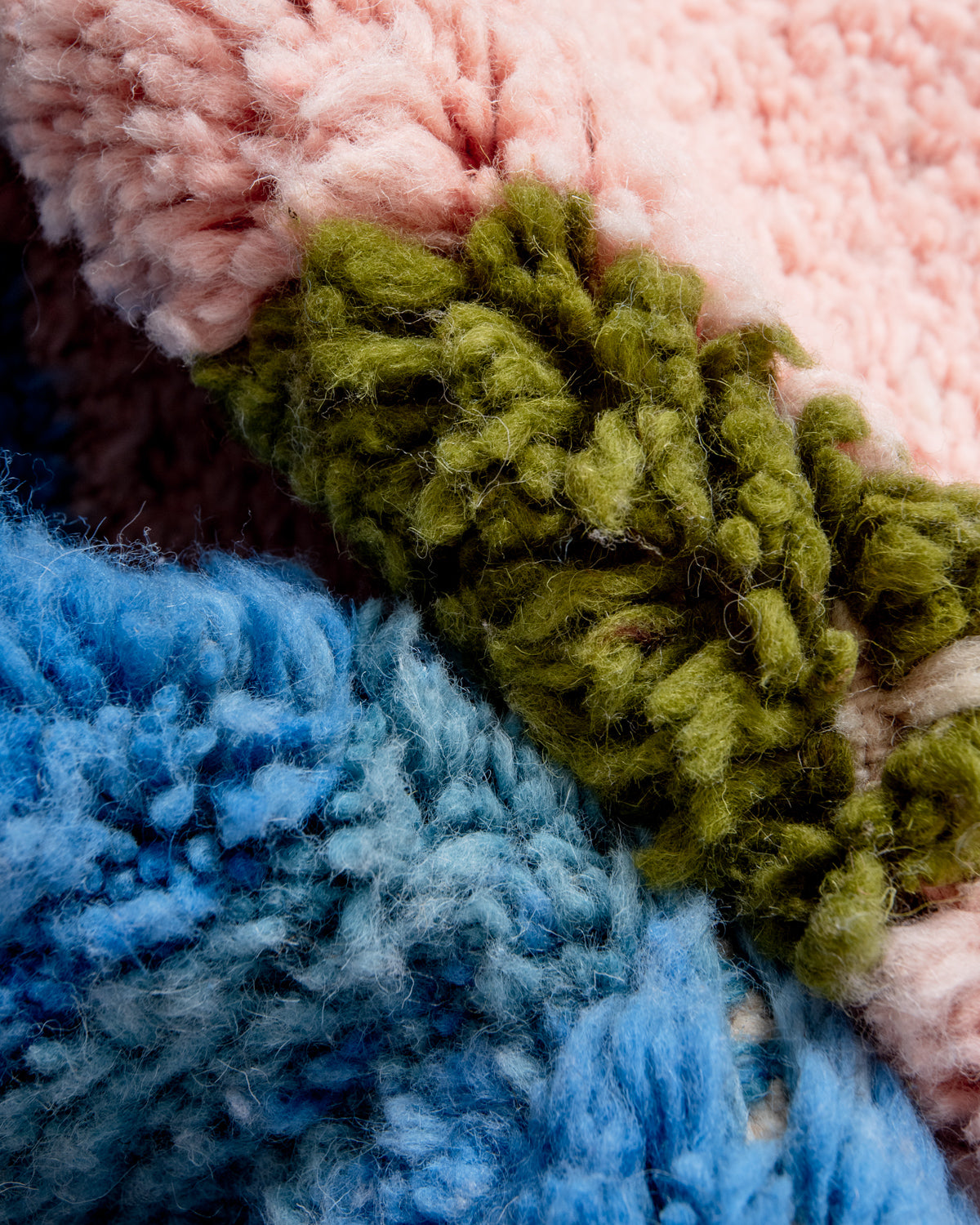 odern, designer, handcrafted Berber rug from Morocco. Beniourain carpet with beautiful colours and patterns and fluffy wool texture. 