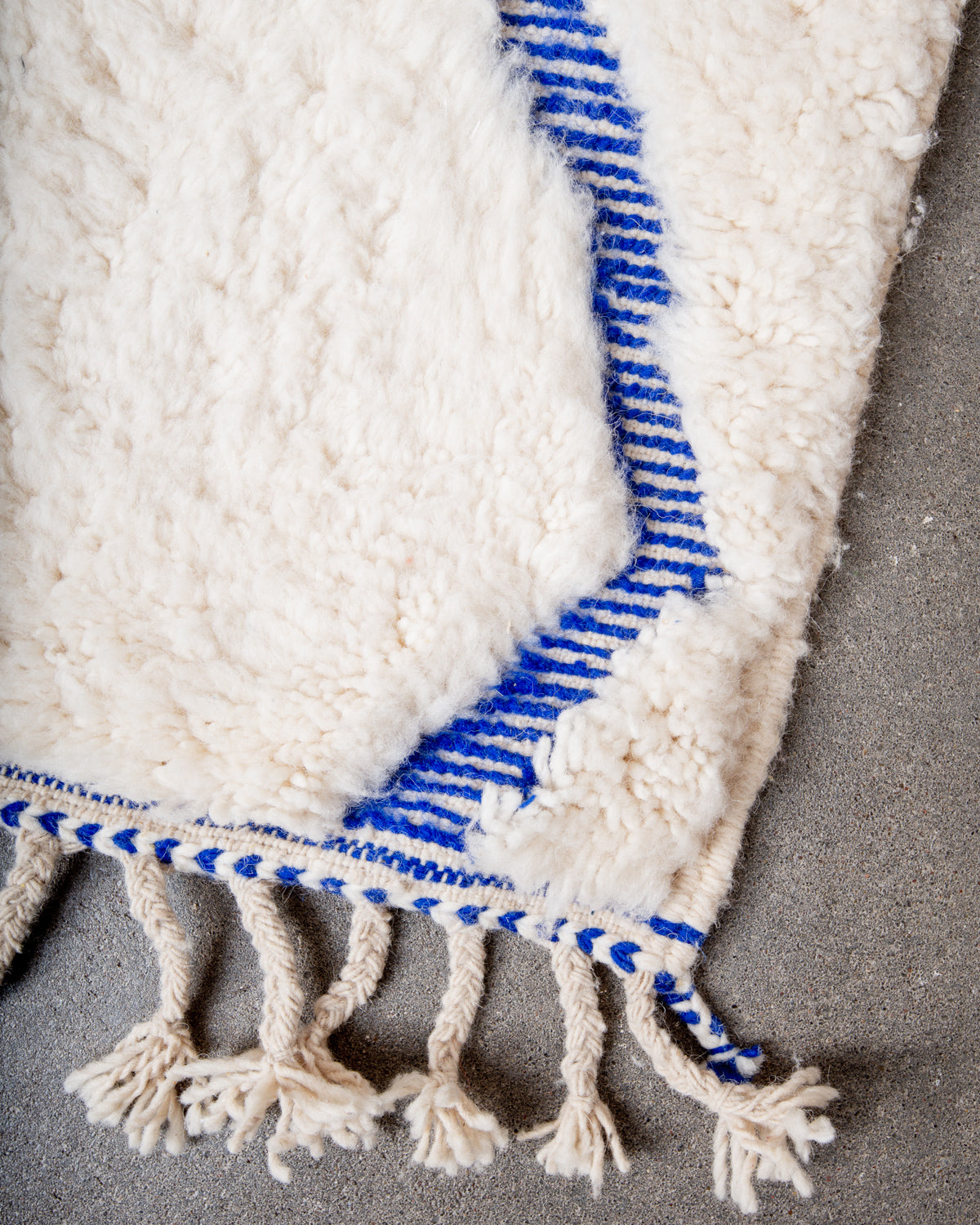 Modern, designer, handcrafted Berber rug from Morocco. Beniourain carpet with beautiful colours and patterns and fluffy wool texture. 