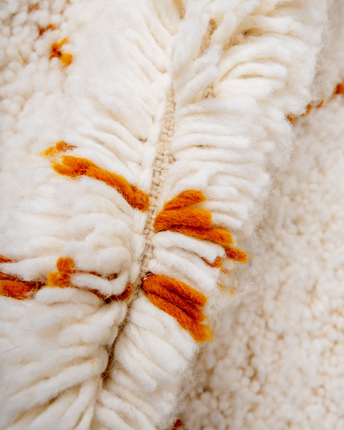 Modern, designer, handcrafted Berber rug from Morocco. Beniourain carpet with beautiful colours and patterns and fluffy wool texture. 