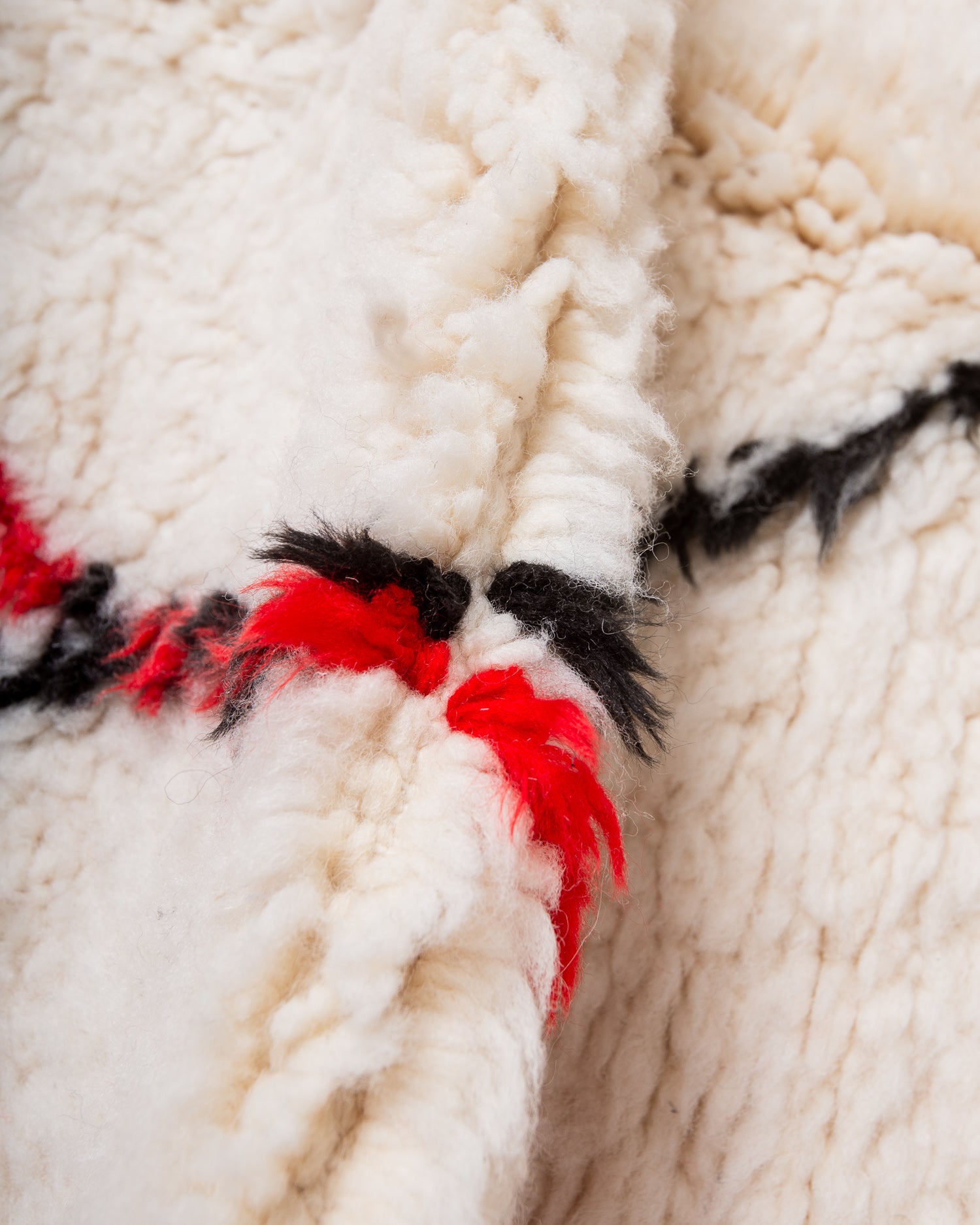 Modern, designer, handcrafted Berber rug from Morocco. Beniourain carpet with beautiful colours and patterns and fluffy wool texture. 