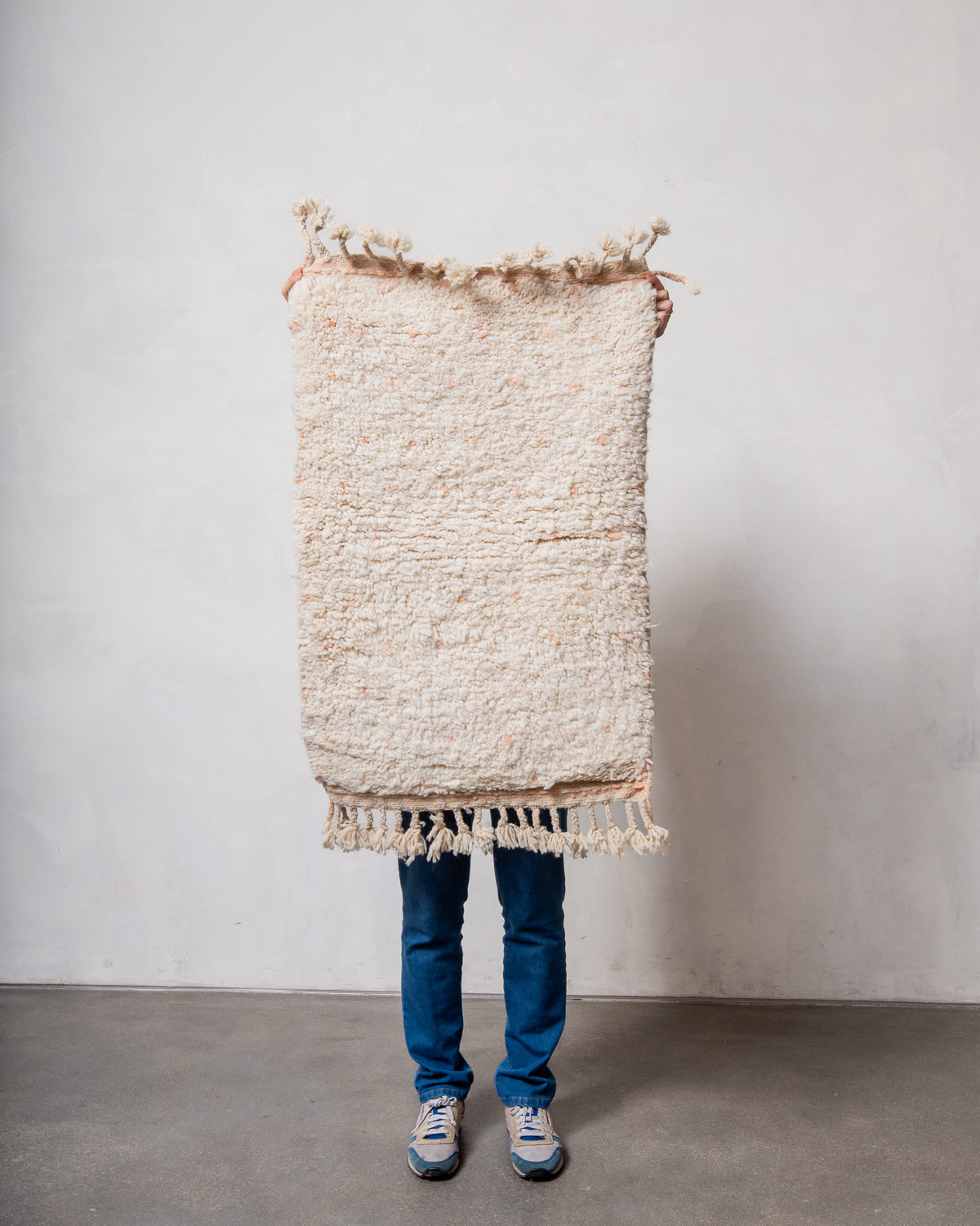 Modern, designer, handcrafted Berber rug from Morocco. Beniourain carpet with beautiful colours and patterns and fluffy wool texture. 