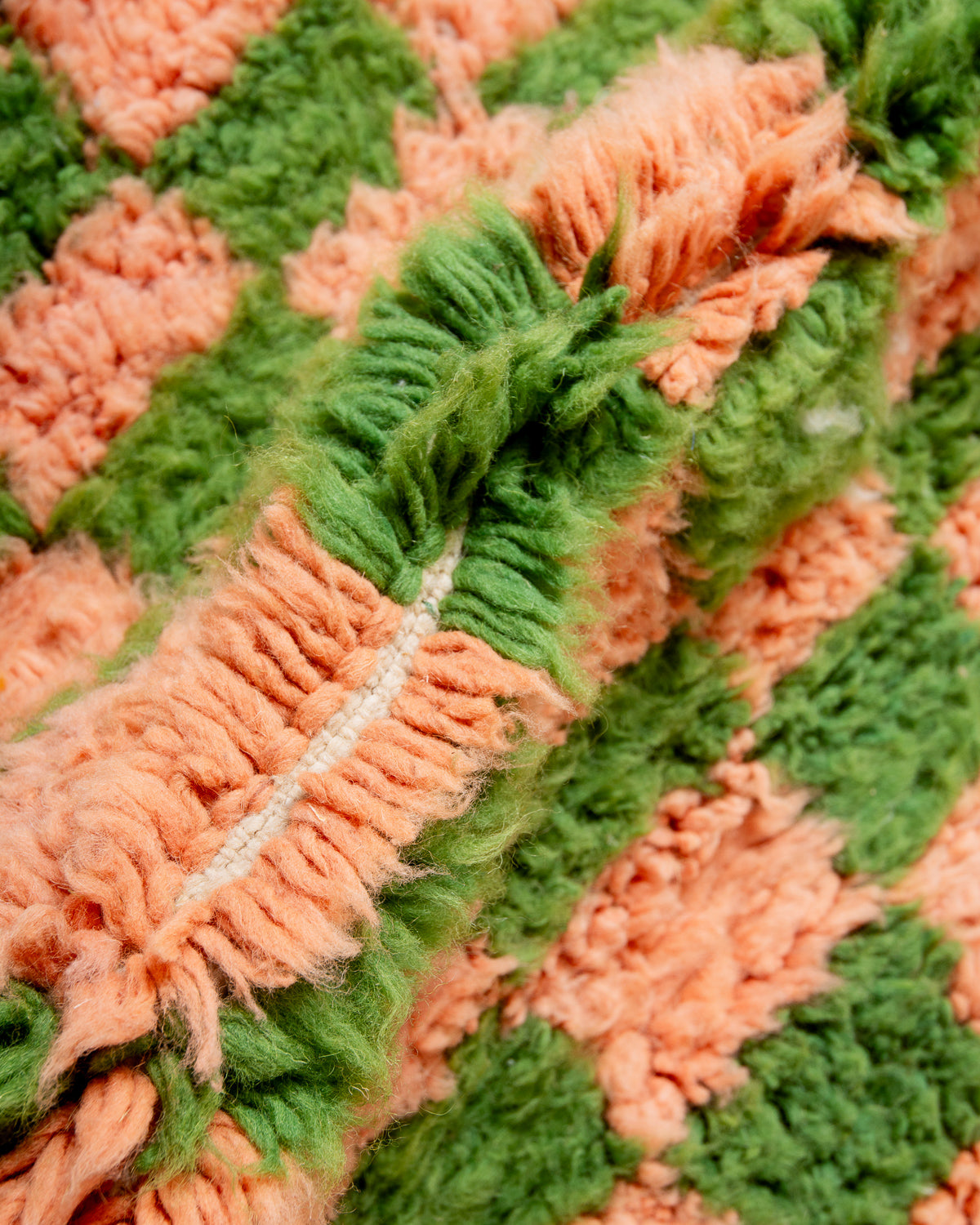 Modern, designer, handcrafted Berber rug from Morocco. Beniourain carpet with beautiful colours and patterns and fluffy wool texture. 