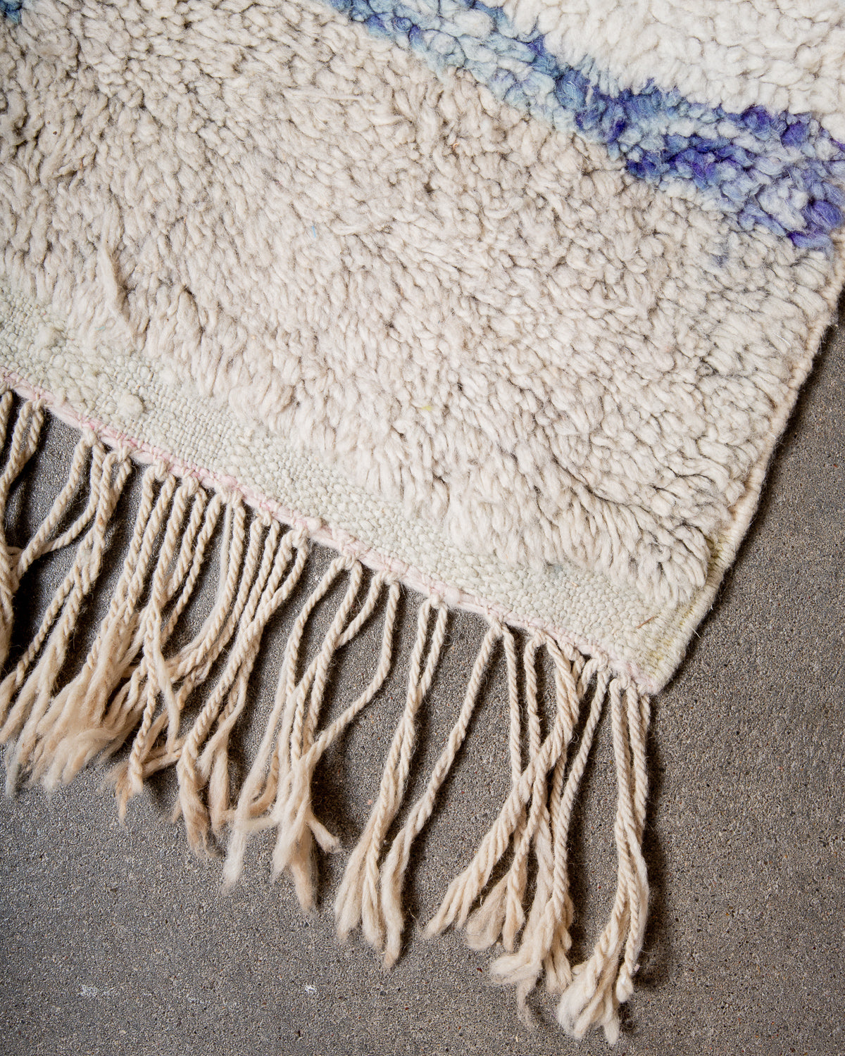 Modern, designer, handcrafted Berber rug from Morocco. Vintage carpet with beautiful colours and patterns and fluffy texture.