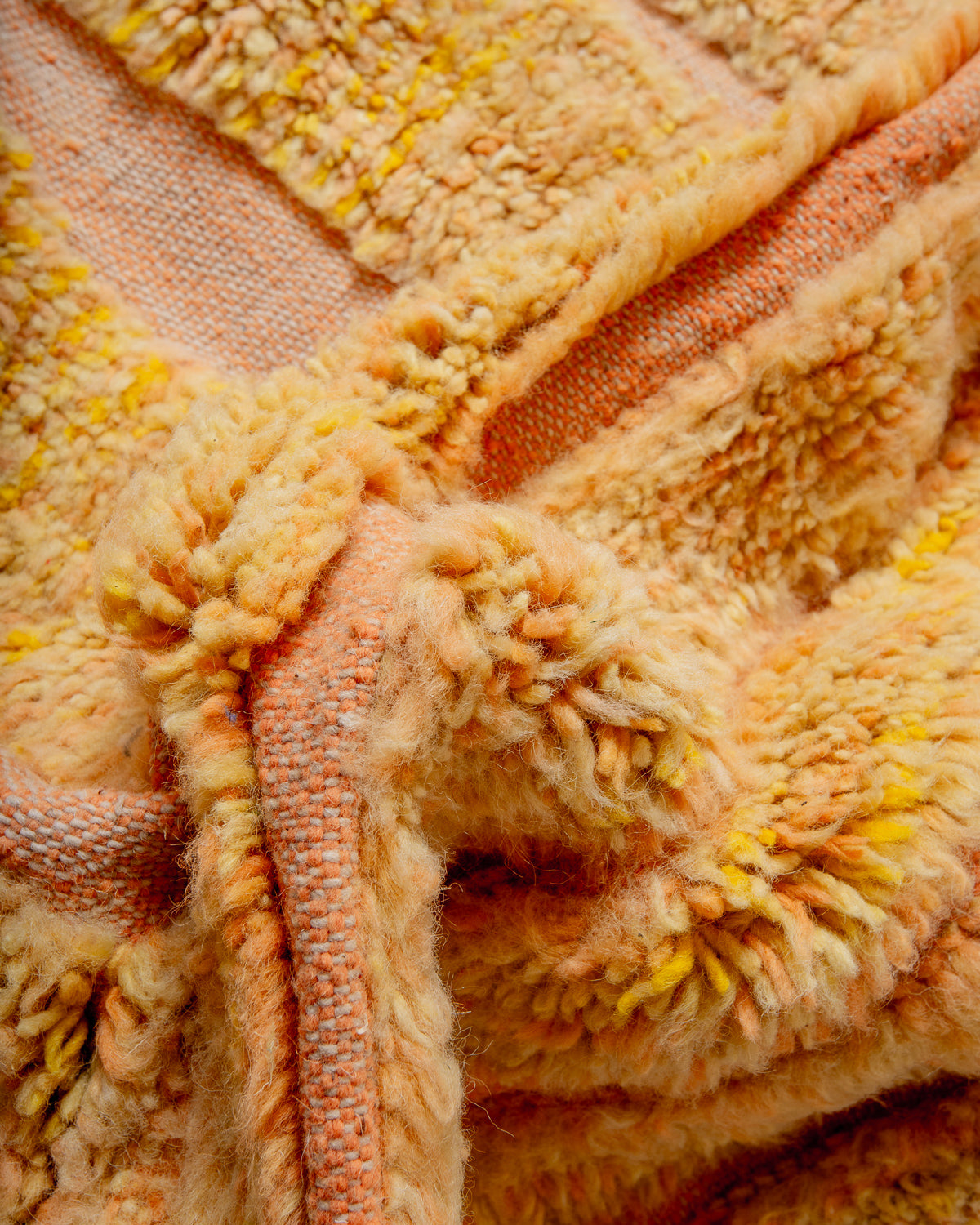 Modern, designer, handcrafted Berber rug from Morocco. Beniourain carpet with beautiful colours and patterns and fluffy wool texture. 