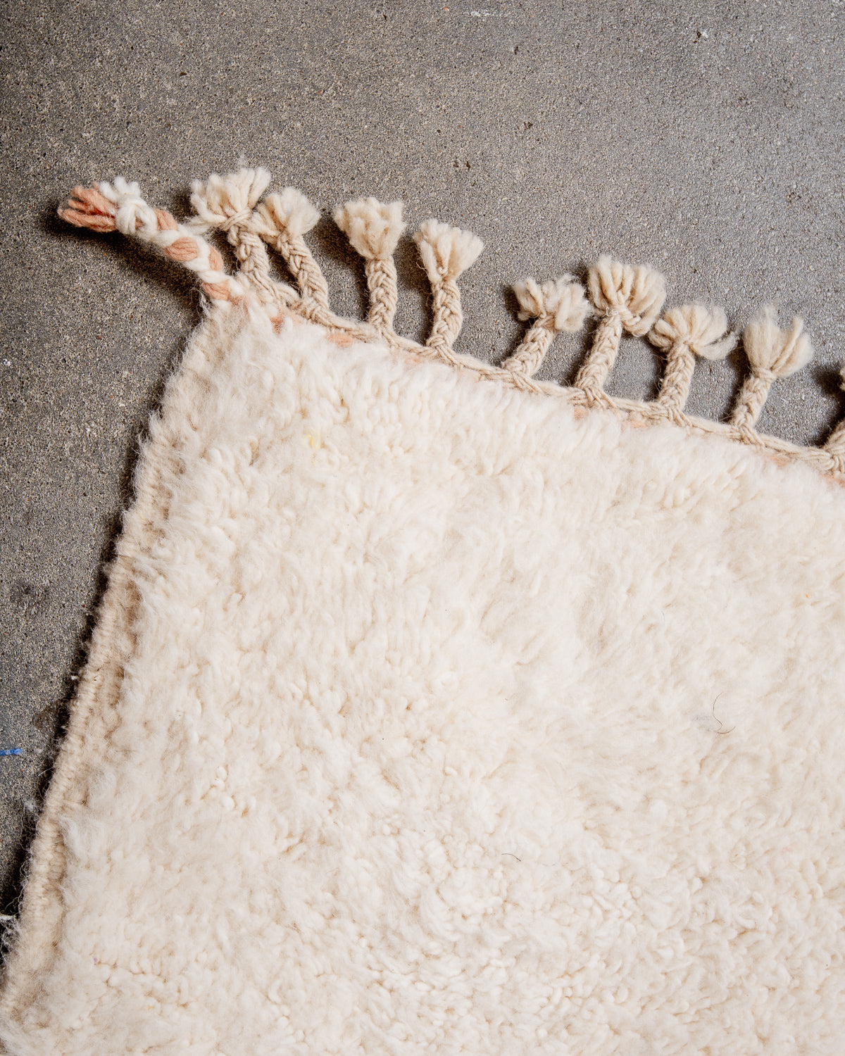 Modern, designer, handcrafted Berber rug from Morocco. Beniourain carpet with beautiful colours and patterns and fluffy wool texture.