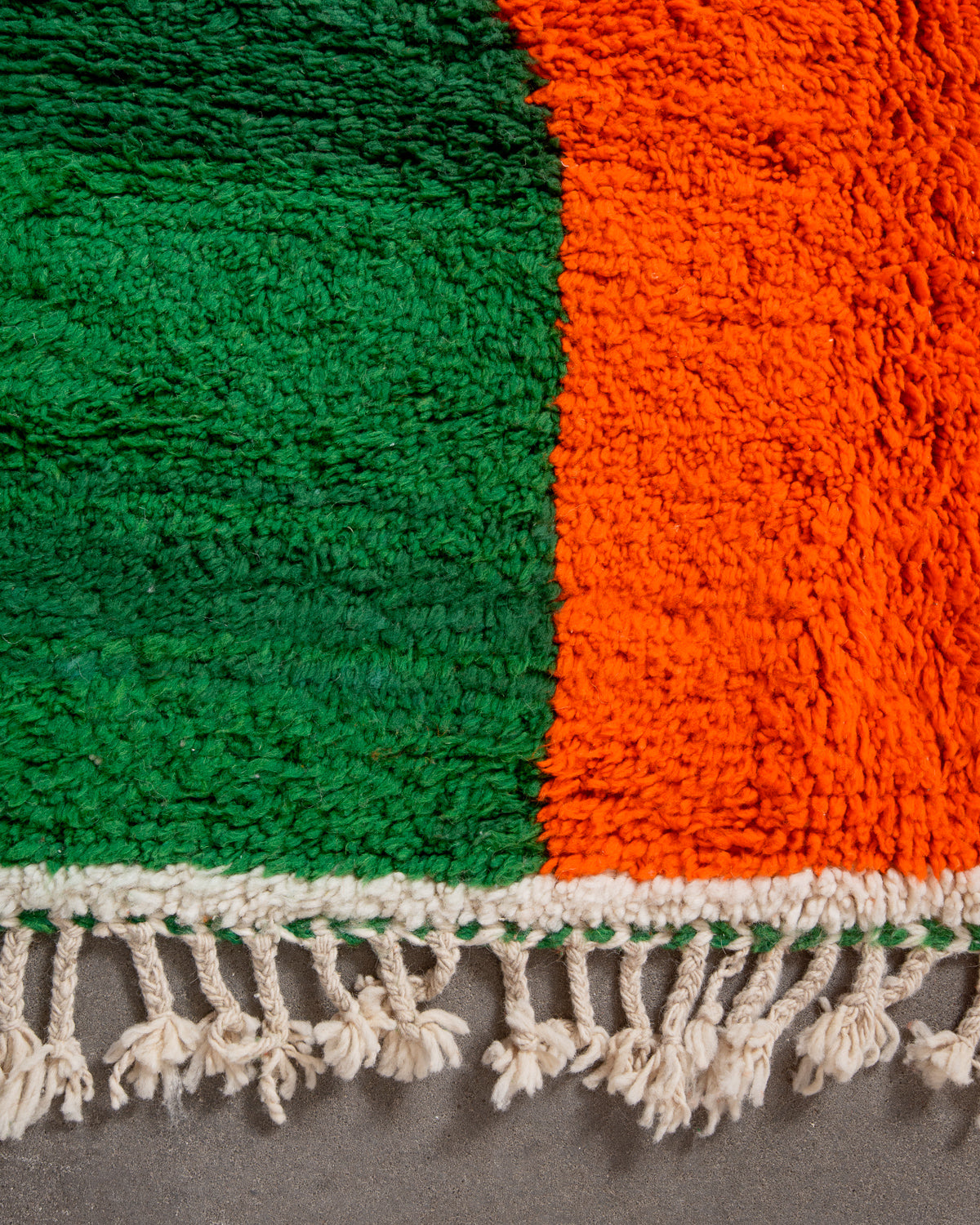 Modern, designer, handcrafted Berber rug from Morocco. Beniourain carpet with beautiful colours and patterns and fluffy wool texture.