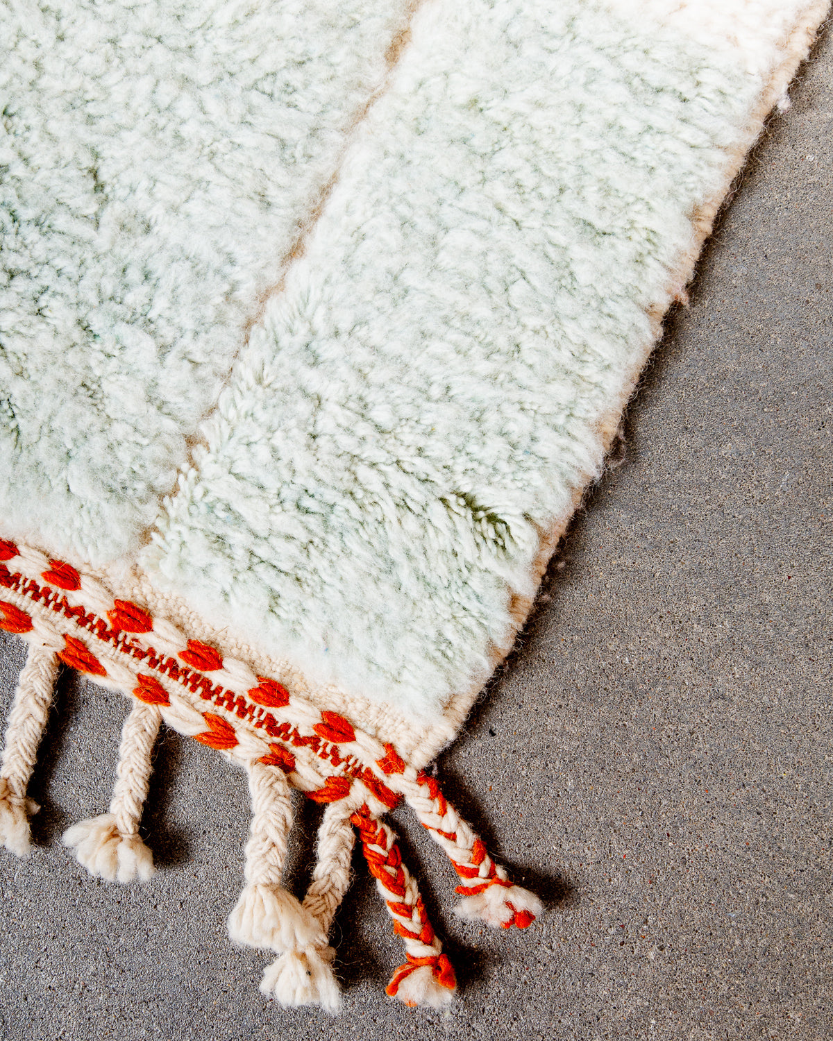 Modern, designer, handcrafted Berber rug from Morocco. Beniourain carpet with beautiful colours and patterns and fluffy wool texture. 