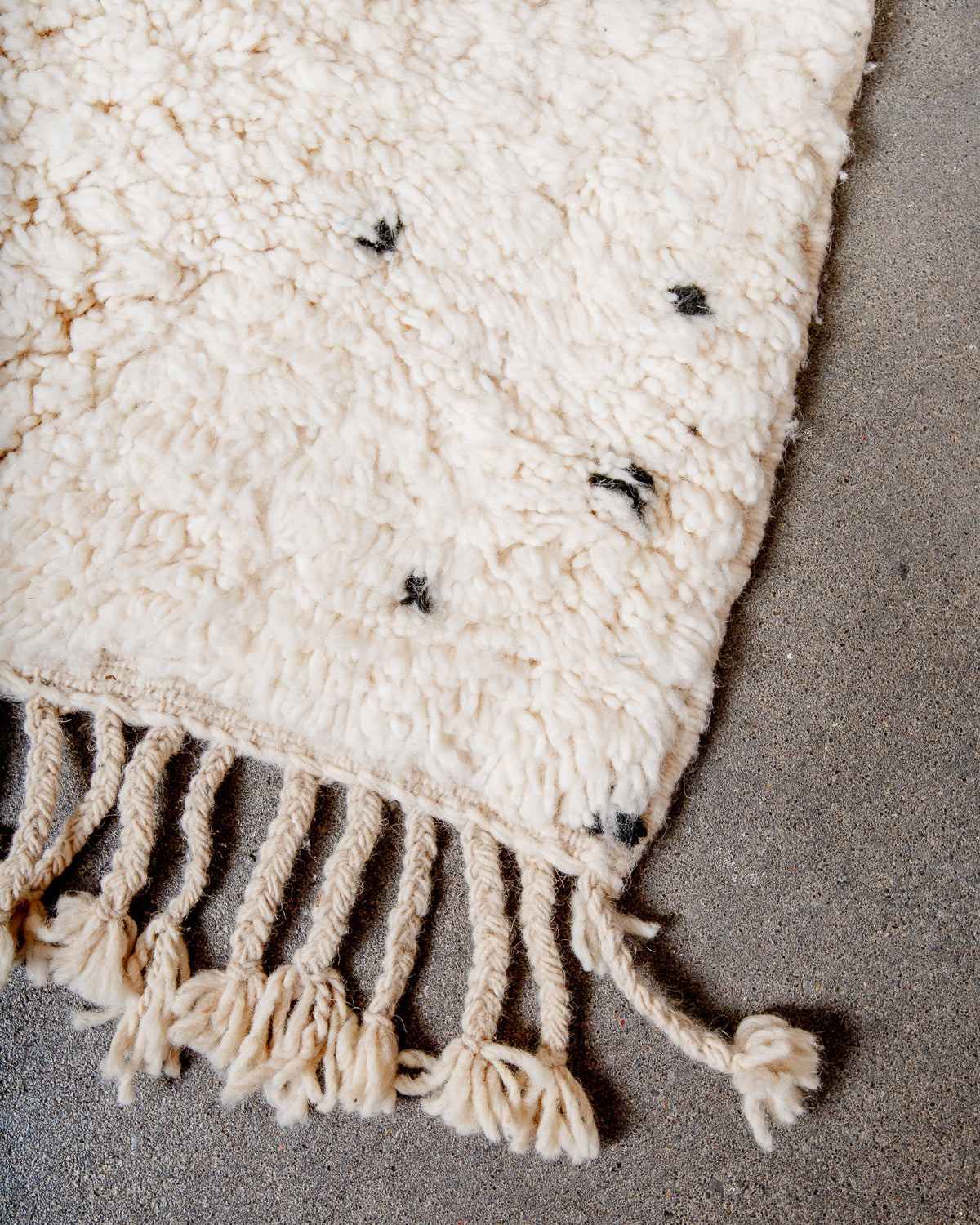 Modern, designer, handcrafted Berber rug from Morocco. Beniourain carpet with beautiful colours and patterns and fluffy wool texture.