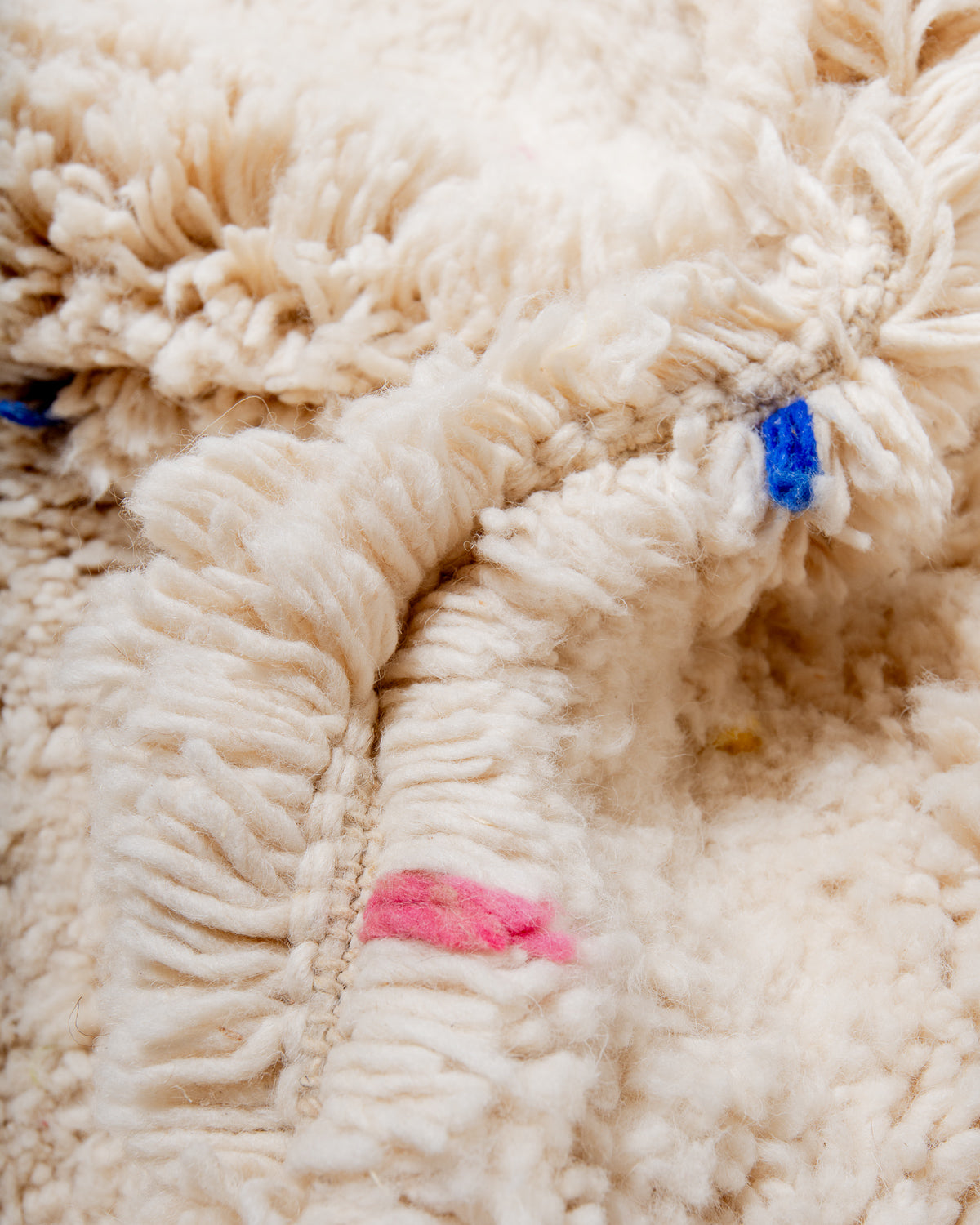 Modern, designer, handcrafted Berber rug from Morocco. Beniourain carpet with beautiful colours and patterns and fluffy wool texture. 