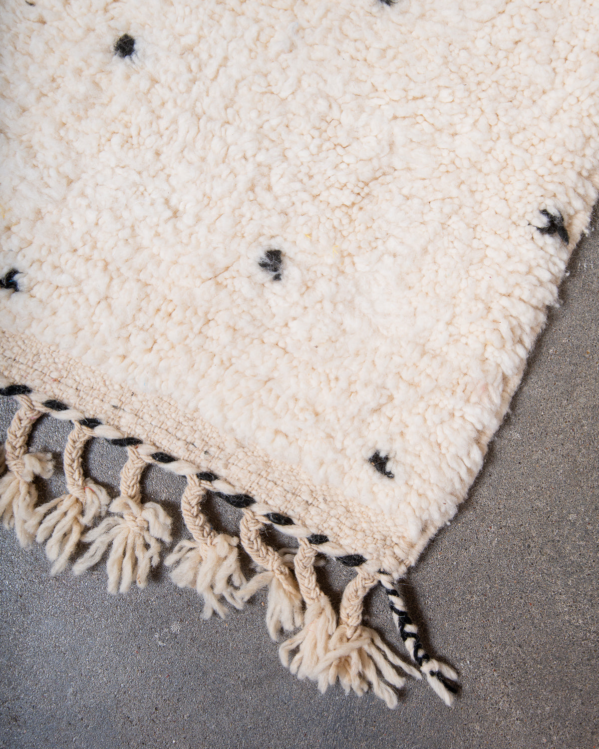 Modern, designer, handcrafted Berber rug from Morocco. Beniourain carpet with beautiful colours and patterns and fluffy wool texture. 