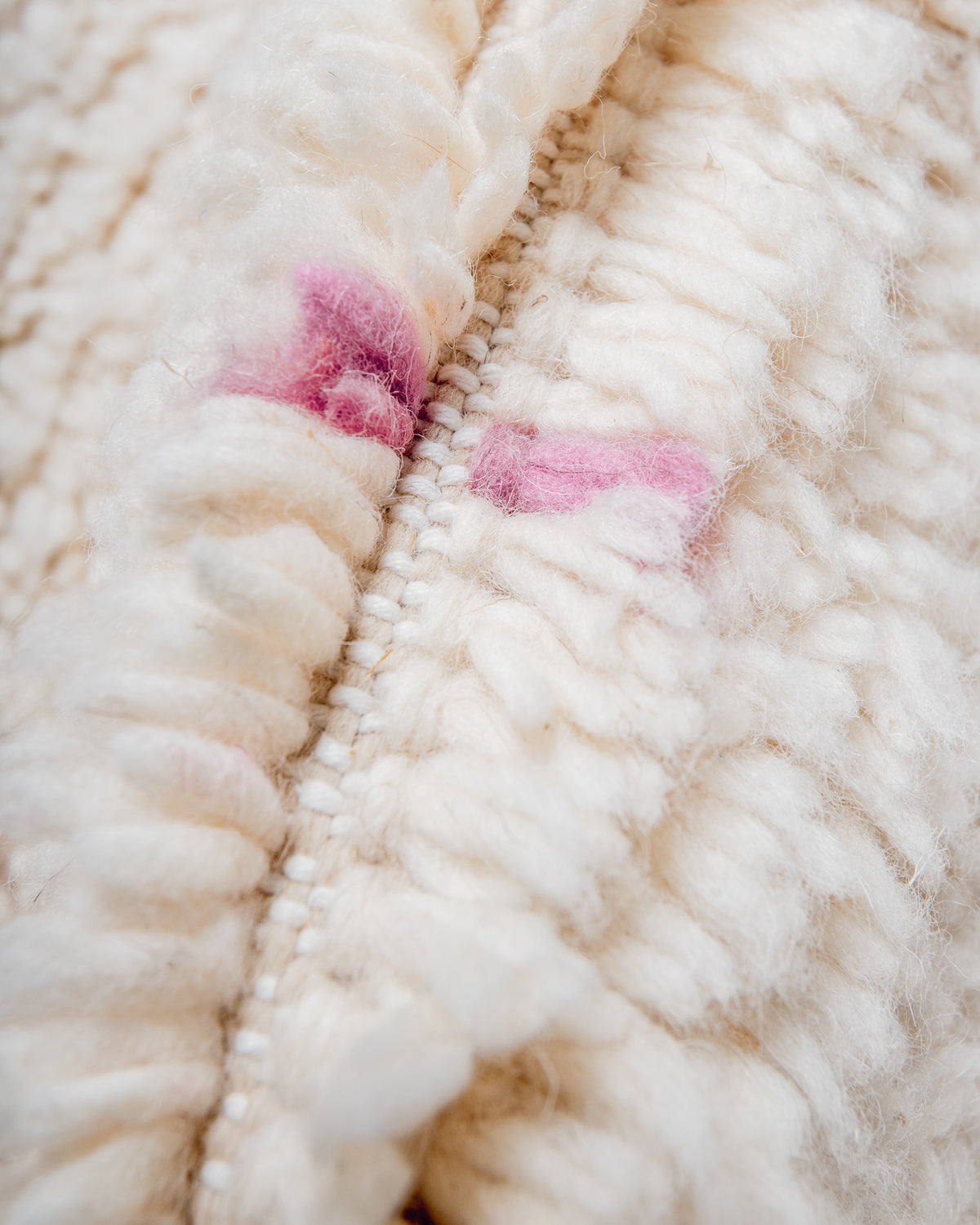 Modern, designer, handcrafted Berber rug from Morocco. Beniourain carpet with beautiful colours and patterns and fluffy wool texture.