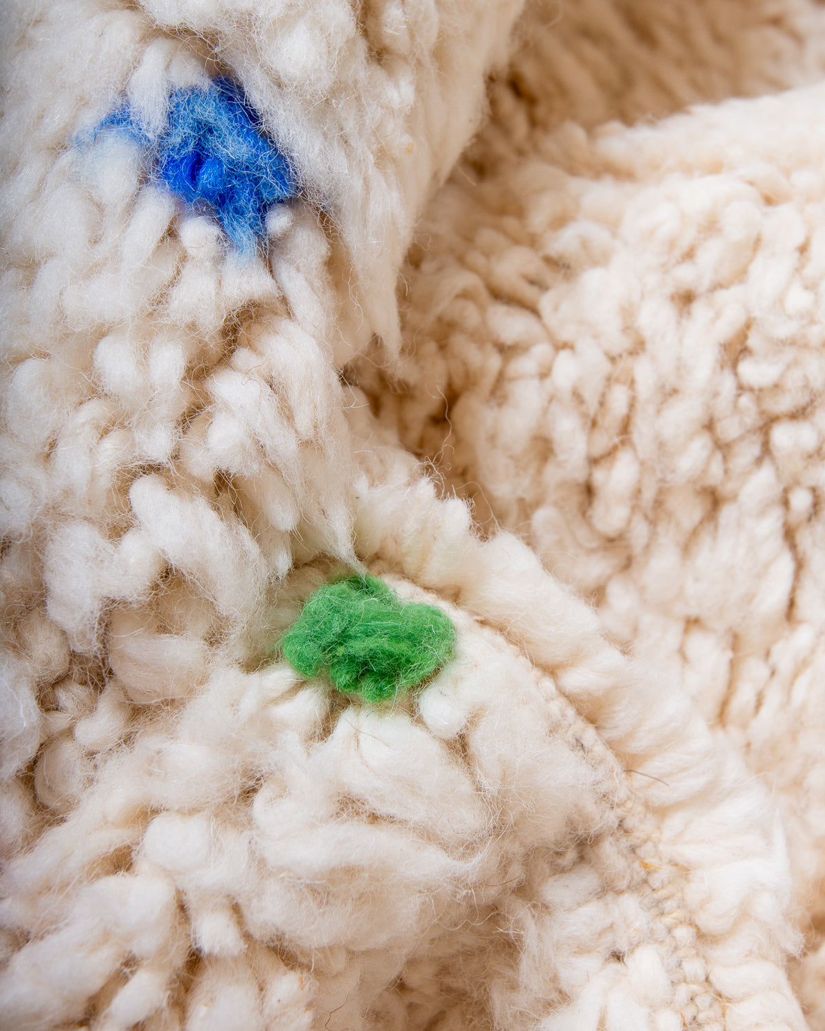 Modern, designer, handcrafted Berber rug from Morocco. Beniourain carpet with beautiful colours and patterns and fluffy wool texture. 