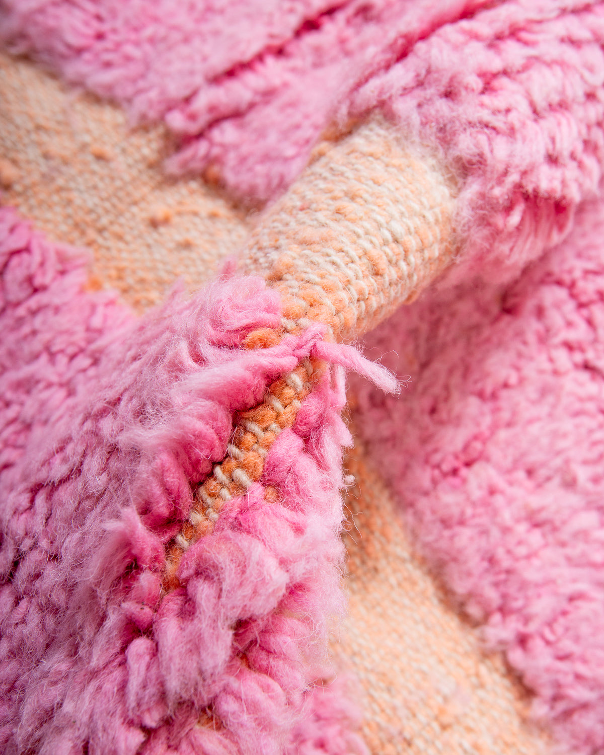 Modern, designer, handcrafted Berber rug from Morocco. Beniourain carpet with beautiful colours and patterns and fluffy wool texture. 