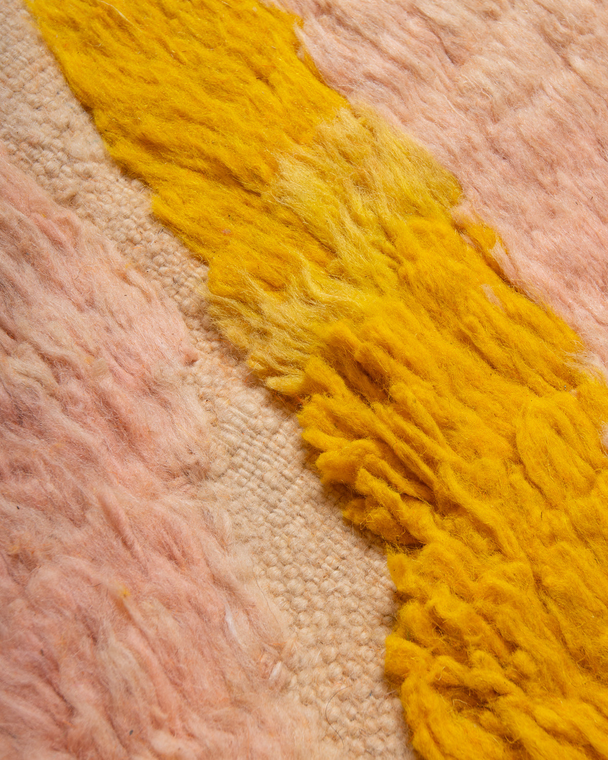 Modern, designer, handcrafted Berber rug from Morocco. Beniourain carpet with beautiful colours and patterns and fluffy wool texture.