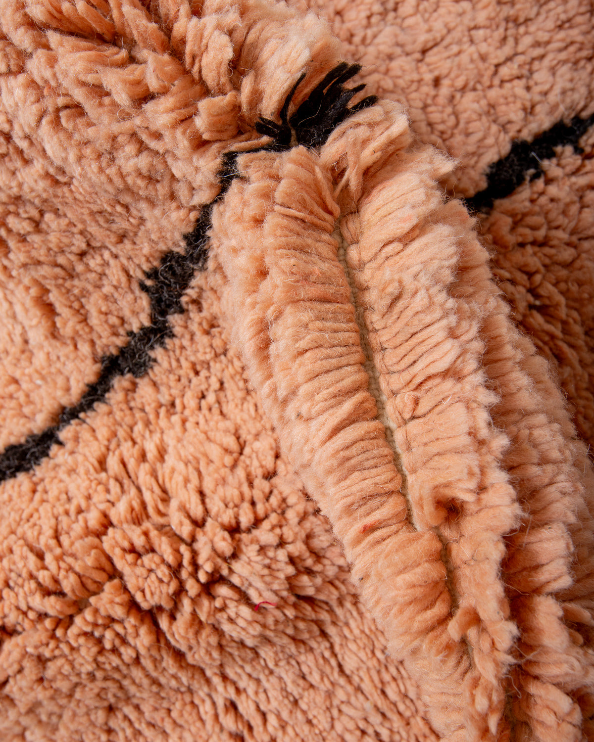 Modern, designer, handcrafted Berber rug from Morocco. Beniourain carpet with beautiful colours and patterns and fluffy wool texture.