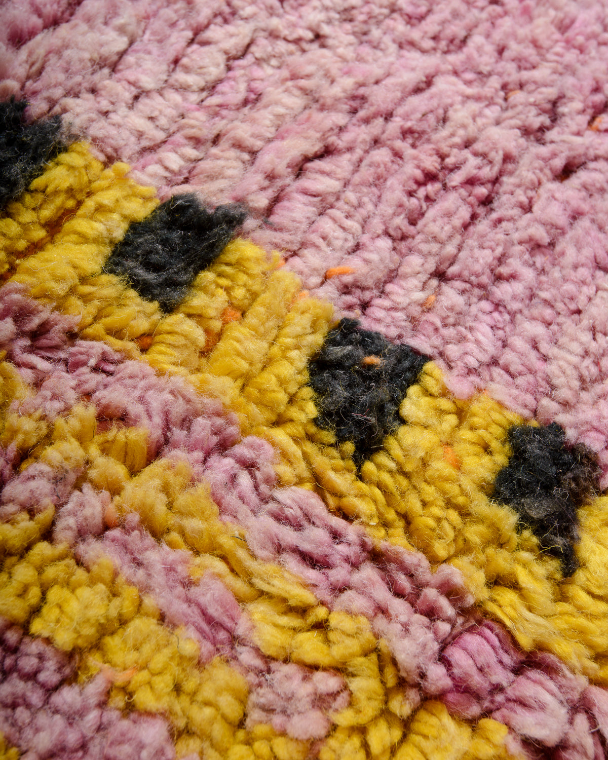 Modern, designer, handcrafted Berber rug from Morocco. Beniourain carpet with beautiful colours and patterns and fluffy wool texture. 