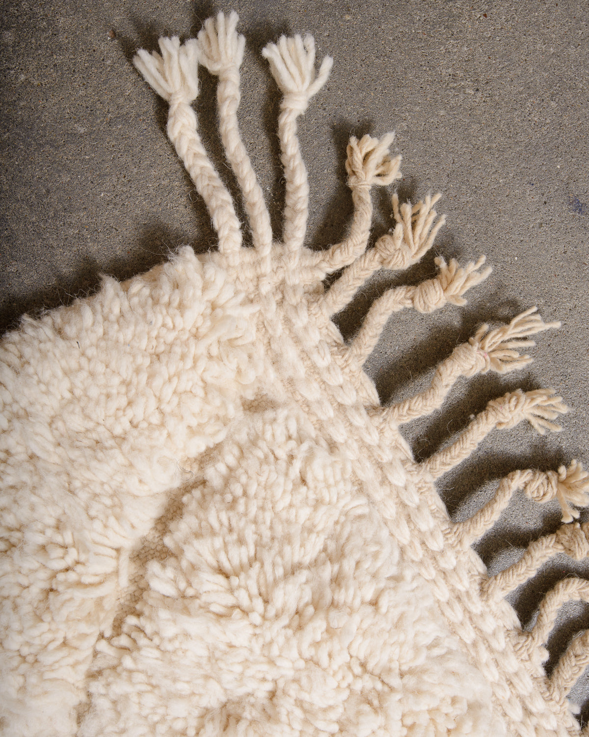 Modern, designer, handcrafted Berber rug from Morocco. Beniourain carpet with minimalist design, natural wool pile and a fluffy texture.