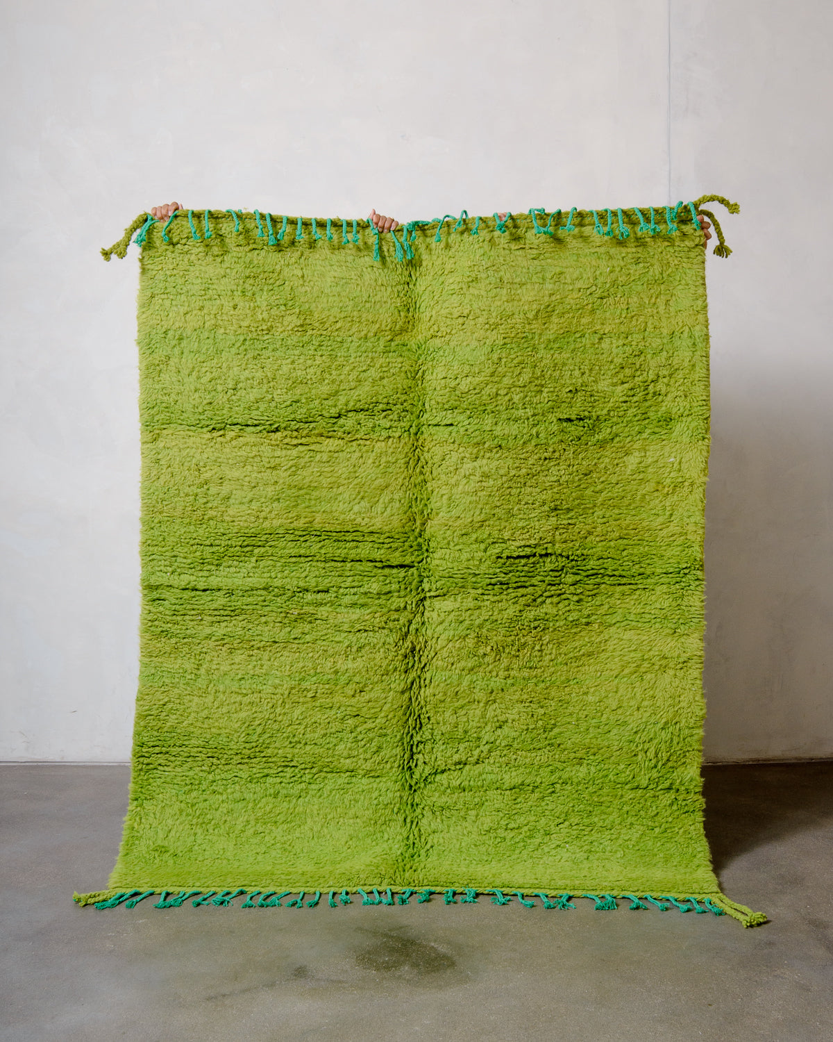 Modern, designer, handcrafted Berber rug from Morocco. Beniourain carpet with beautiful colours and patterns and fluffy wool texture. 