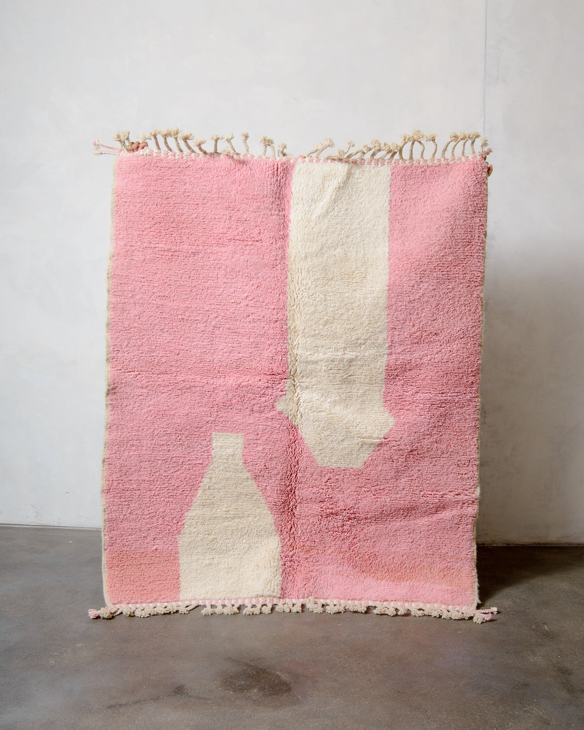 Modern, designer, handcrafted Berber rug from Morocco. Beniourain carpet with beautiful colours and patterns and fluffy wool texture. 