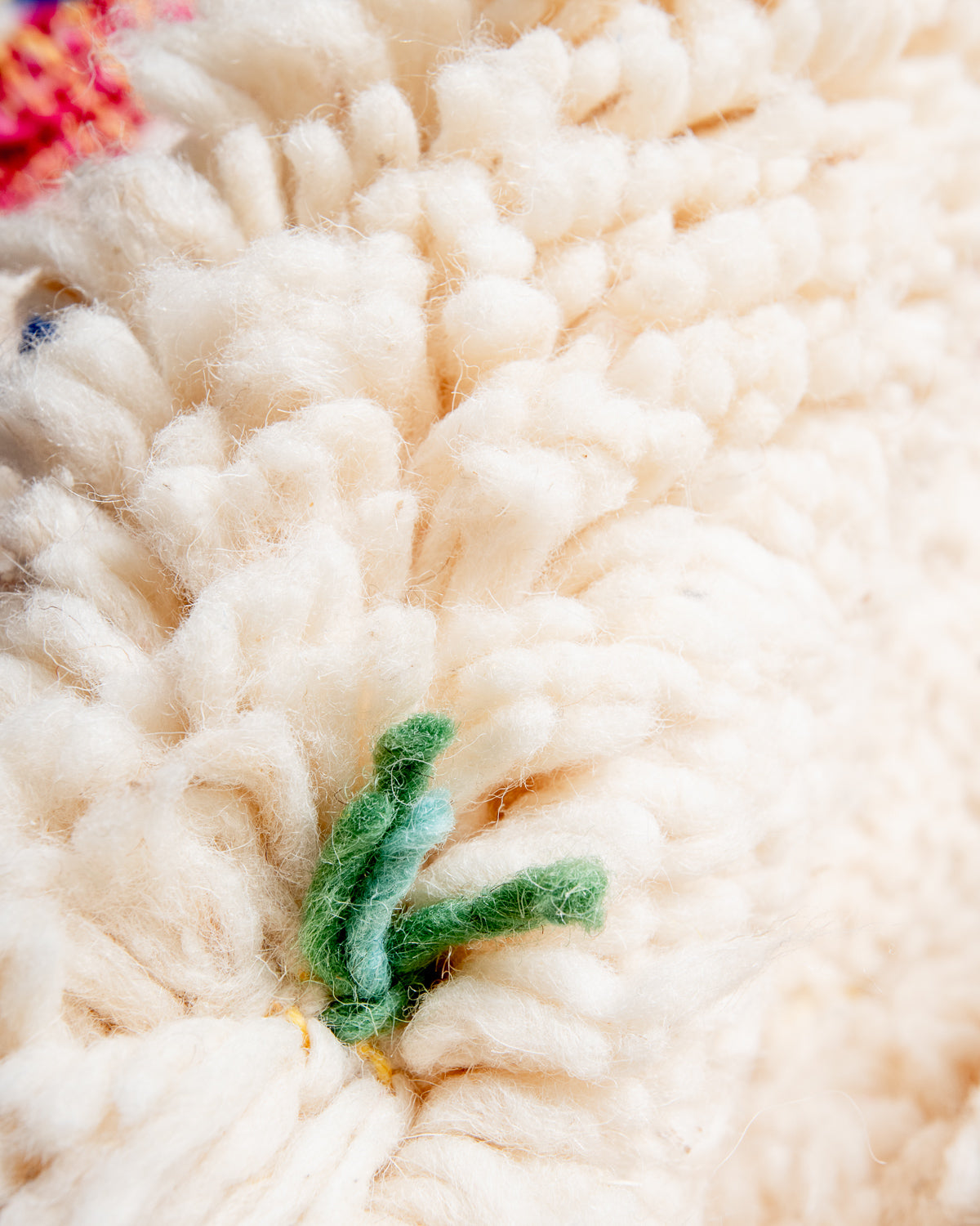 Modern, designer, handcrafted Berber rug from Morocco. Beniourain carpet with beautiful colours and patterns and fluffy wool texture. 