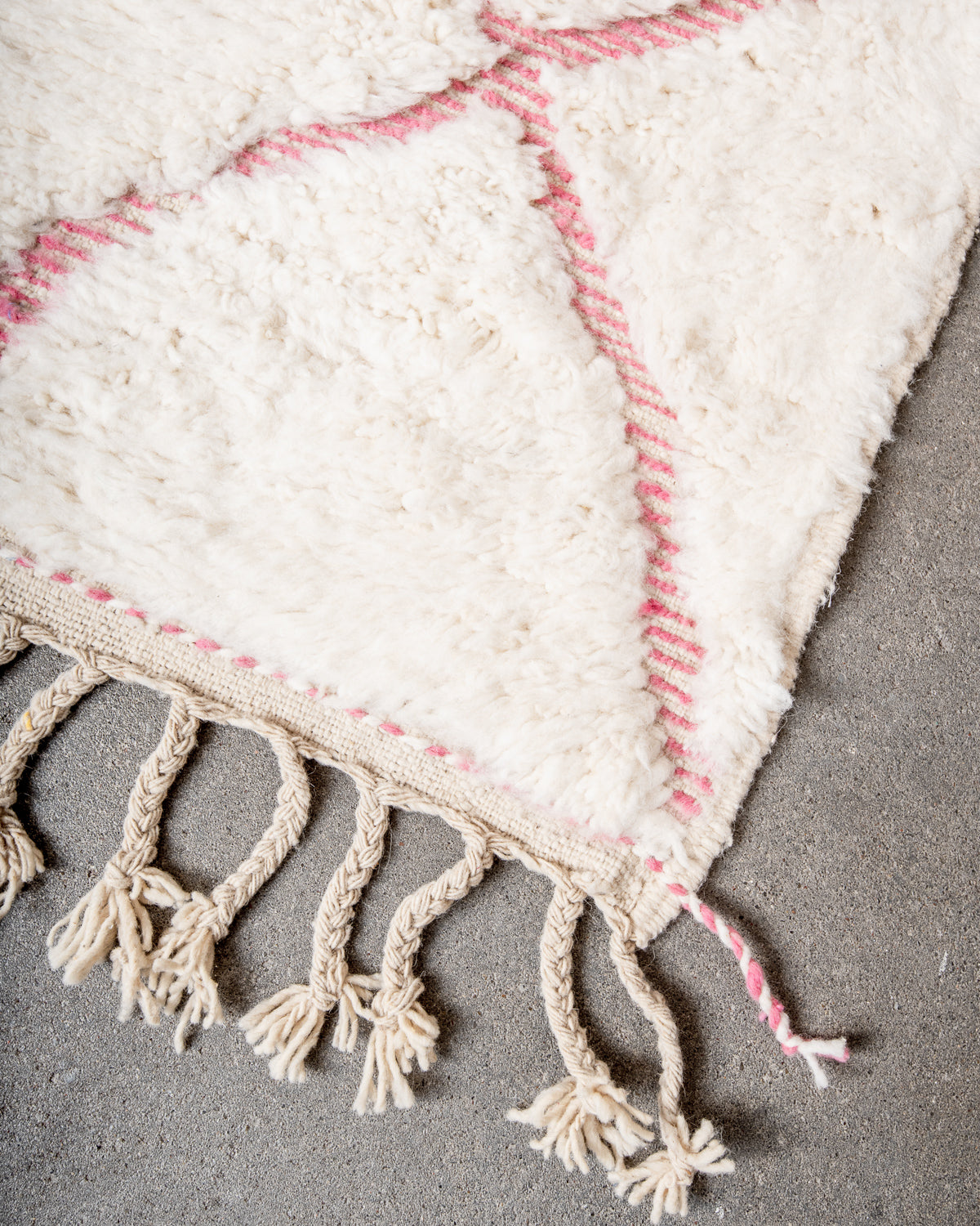 Modern, designer, handcrafted Berber rug from Morocco. Beniourain carpet with beautiful colours and patterns and fluffy wool texture. 