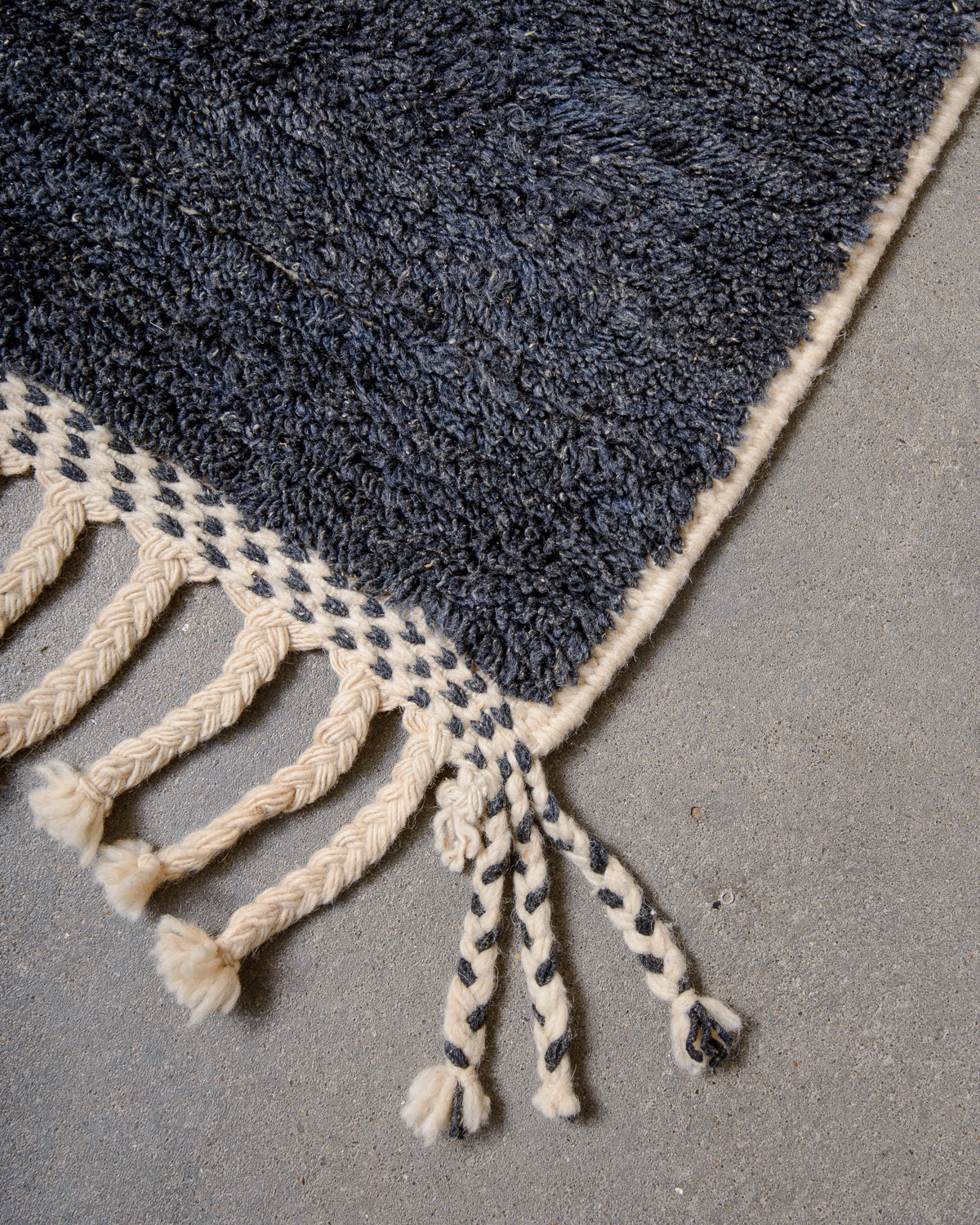 Modern, designer, handcrafted Berber runner rug from Morocco. Beniourain carpet with beautiful colours and patterns and fluffy wool texture.