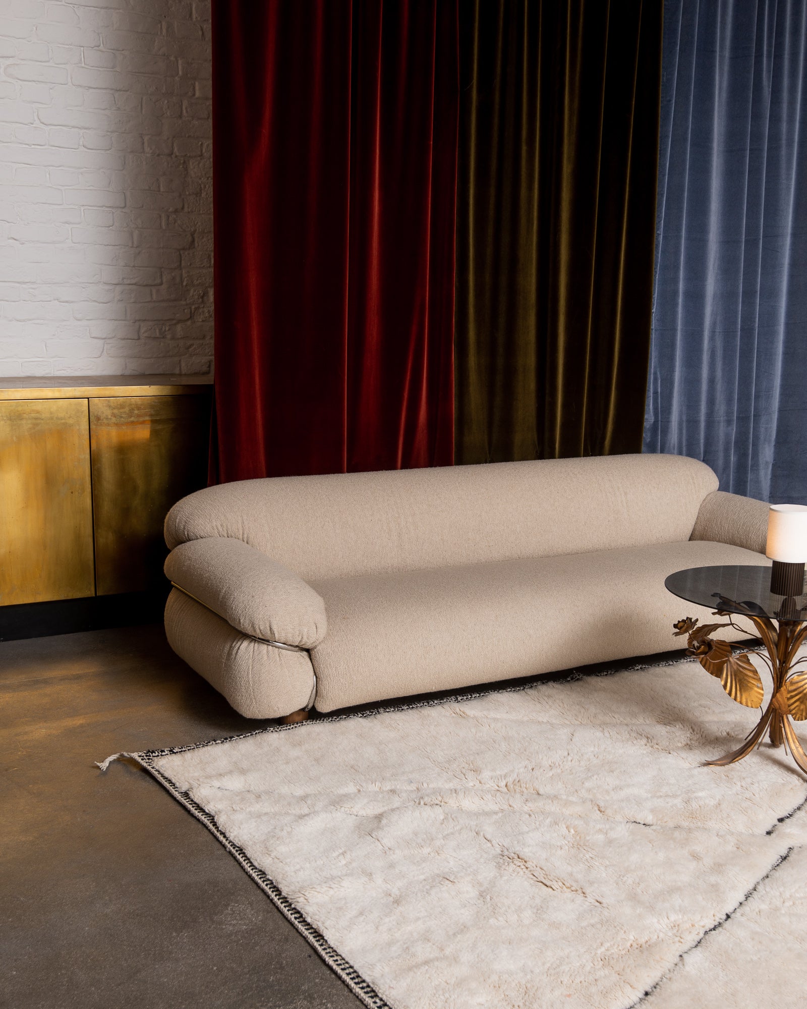 Modern, designer, handcrafted 100% sheep’s wool Berber rug from Morocco. Beni M’rirt carpet with beautiful colours and patterns and fluffy wool texture