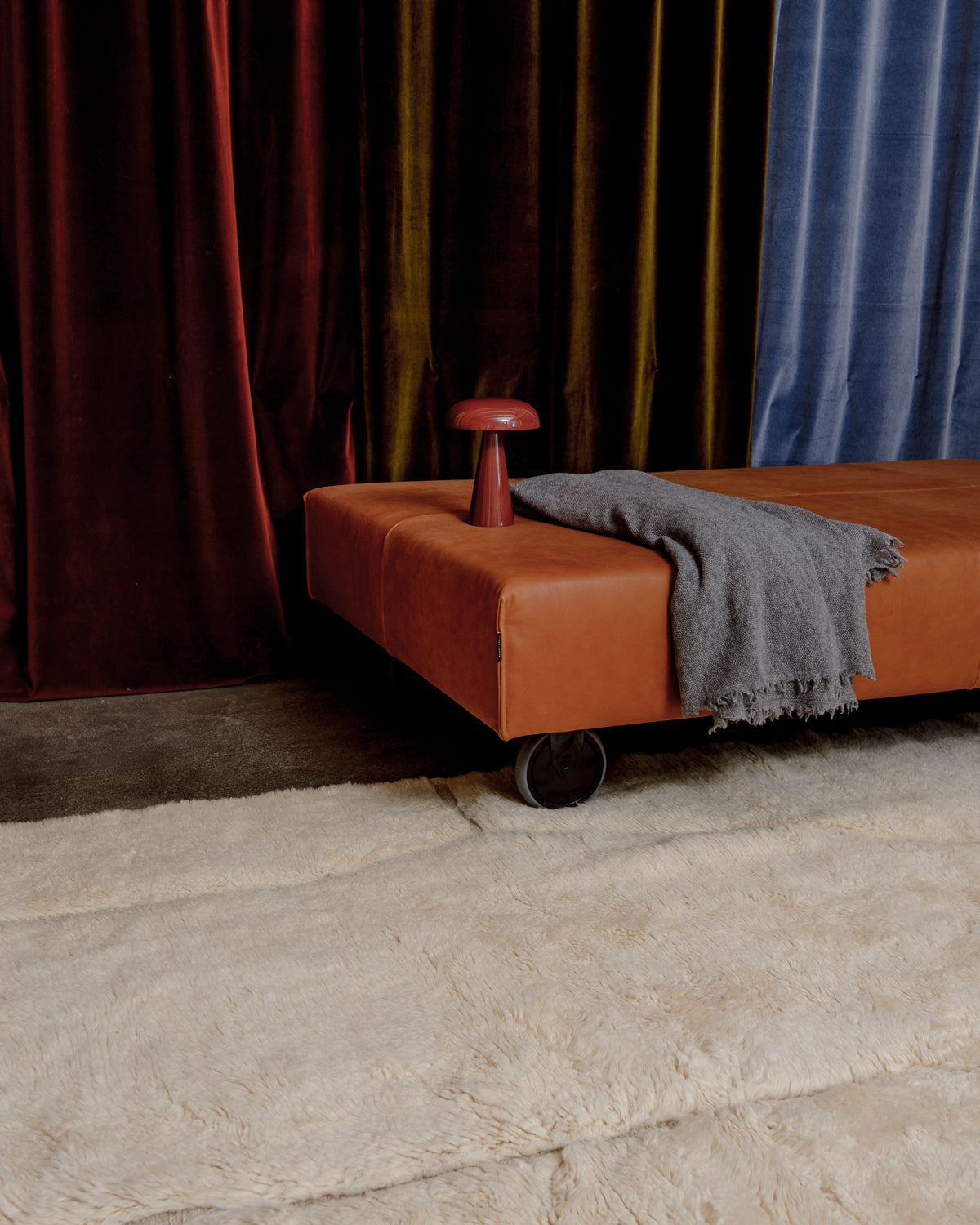 Modern, designer, handcrafted 100% sheep’s wool Berber rug from Morocco. Beni M’rirt carpet with beautiful colours and patterns and fluffy wool texture.