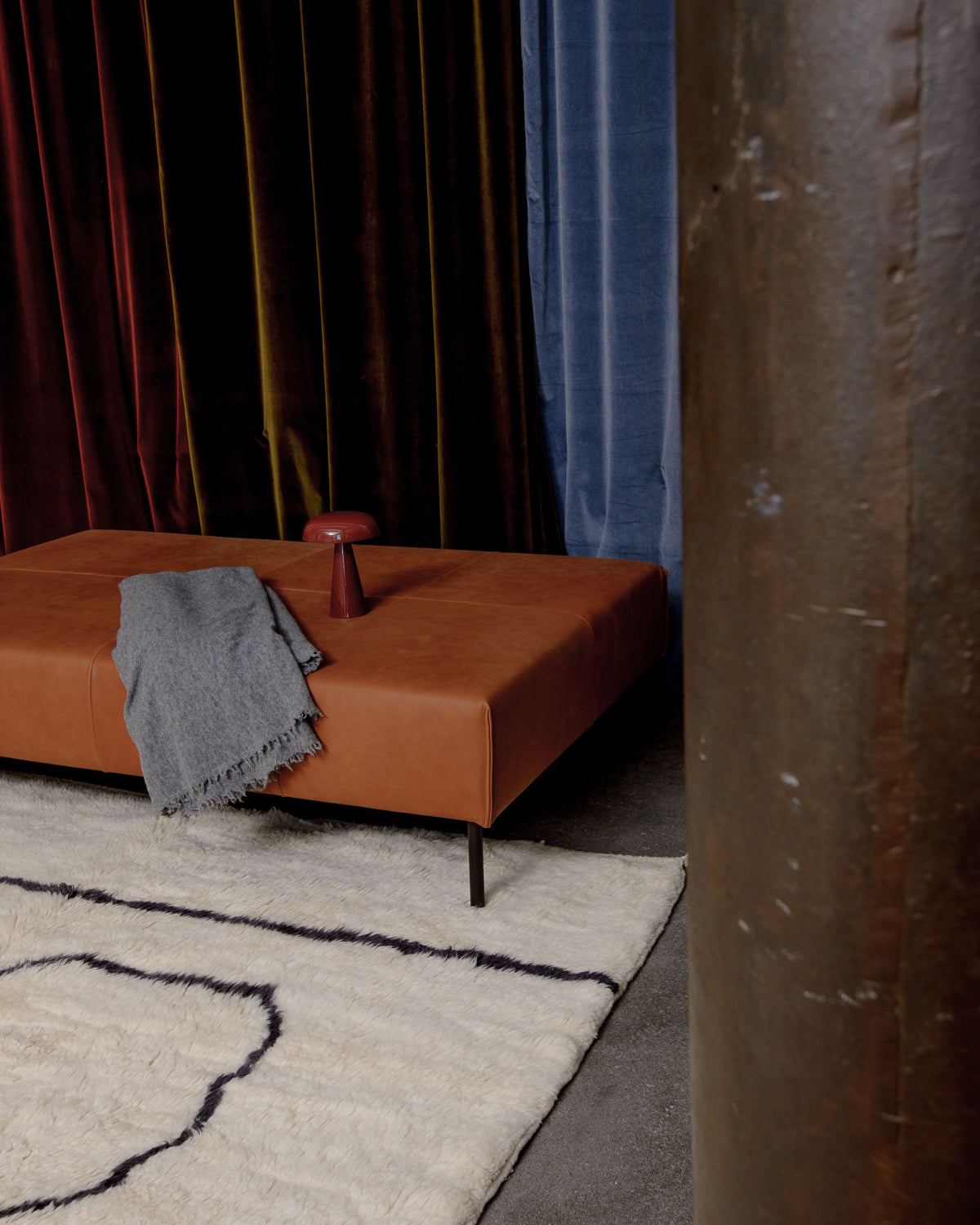 Modern, designer, handcrafted 100% sheep’s wool Berber rug from Morocco. Beni M’rirt carpet with beautiful colours and patterns and fluffy wool texture.