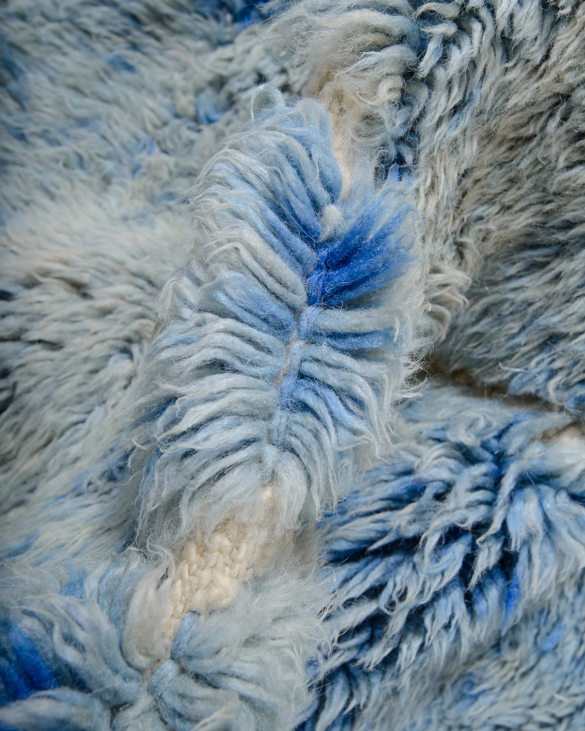 Modern, designer, handcrafted 100% sheep’s wool Berber rug from Morocco. Beni M’rirt carpet with beautiful colours and patterns and fluffy wool texture.