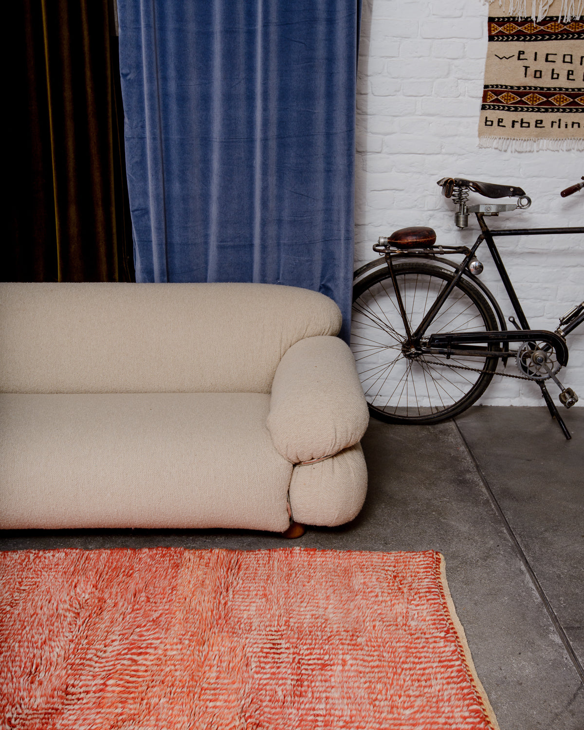 Modern, designer, handcrafted 100% sheep’s wool Berber rug from Morocco. Beni M’rirt carpet with beautiful colours and patterns and fluffy wool texture.