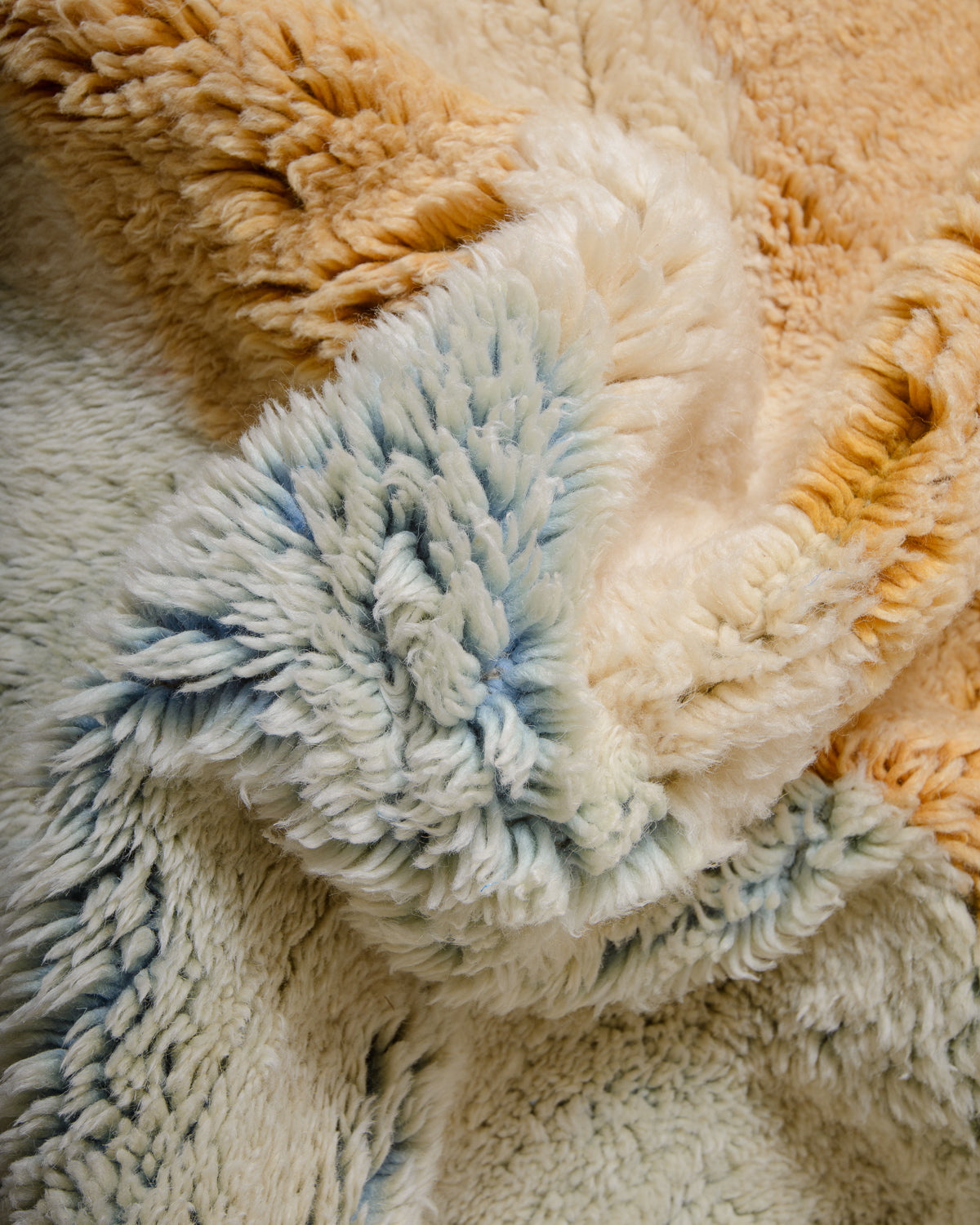 Modern, designer, handcrafted 100% sheep’s wool Berber rug from Morocco. Beni M’rirt carpet with beautiful colours and patterns and fluffy wool texture.